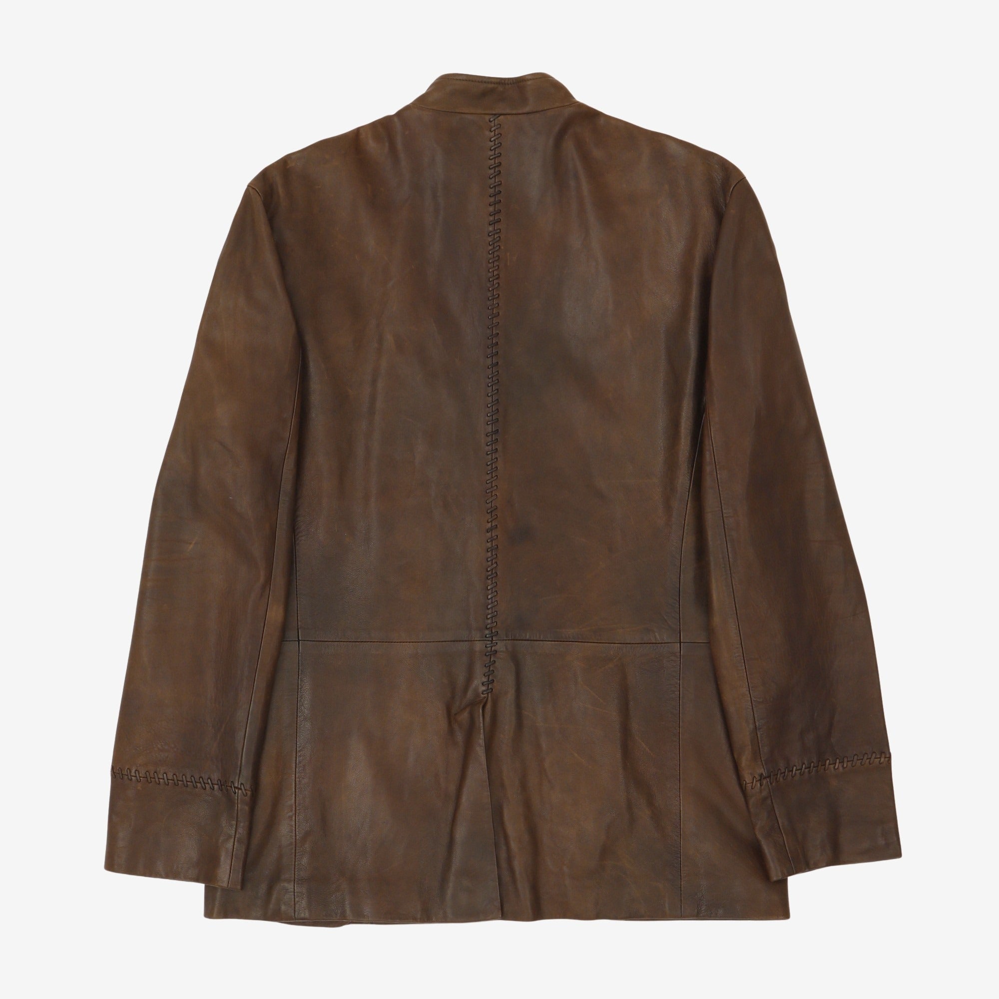Stitch Seam Leather Jacket