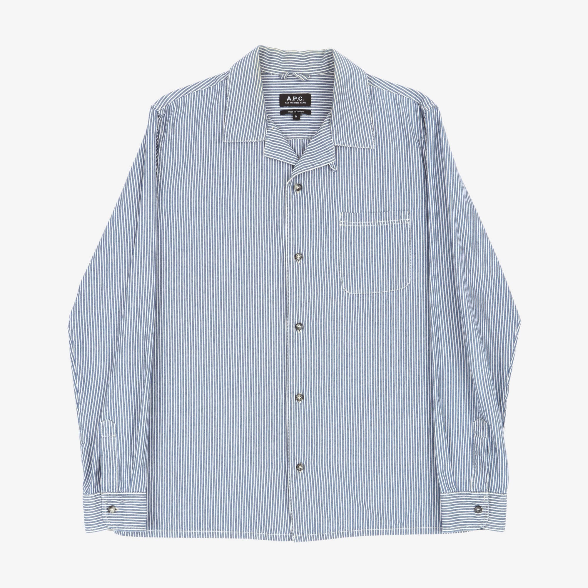 Stripe Open Collar Shirt