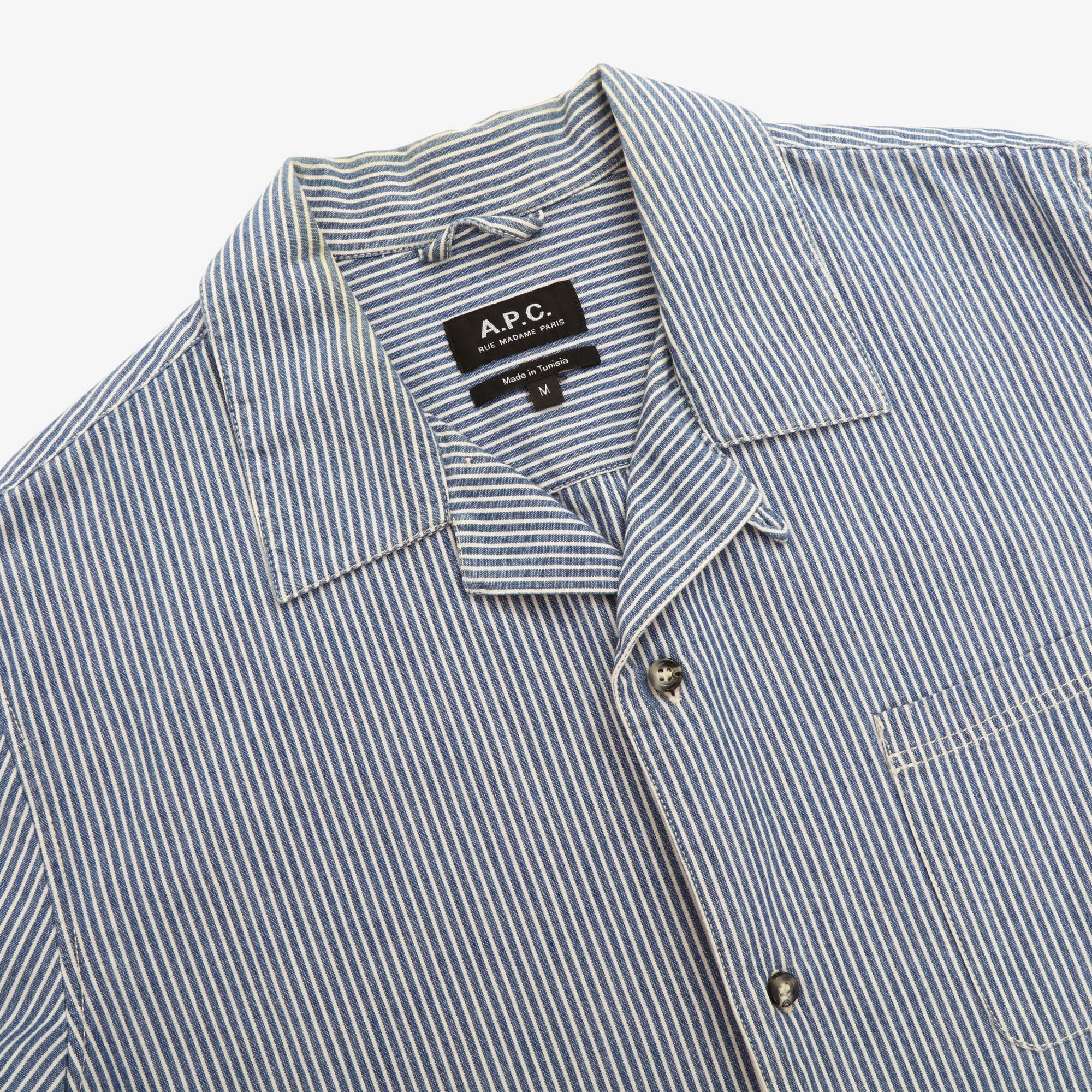 Stripe Open Collar Shirt