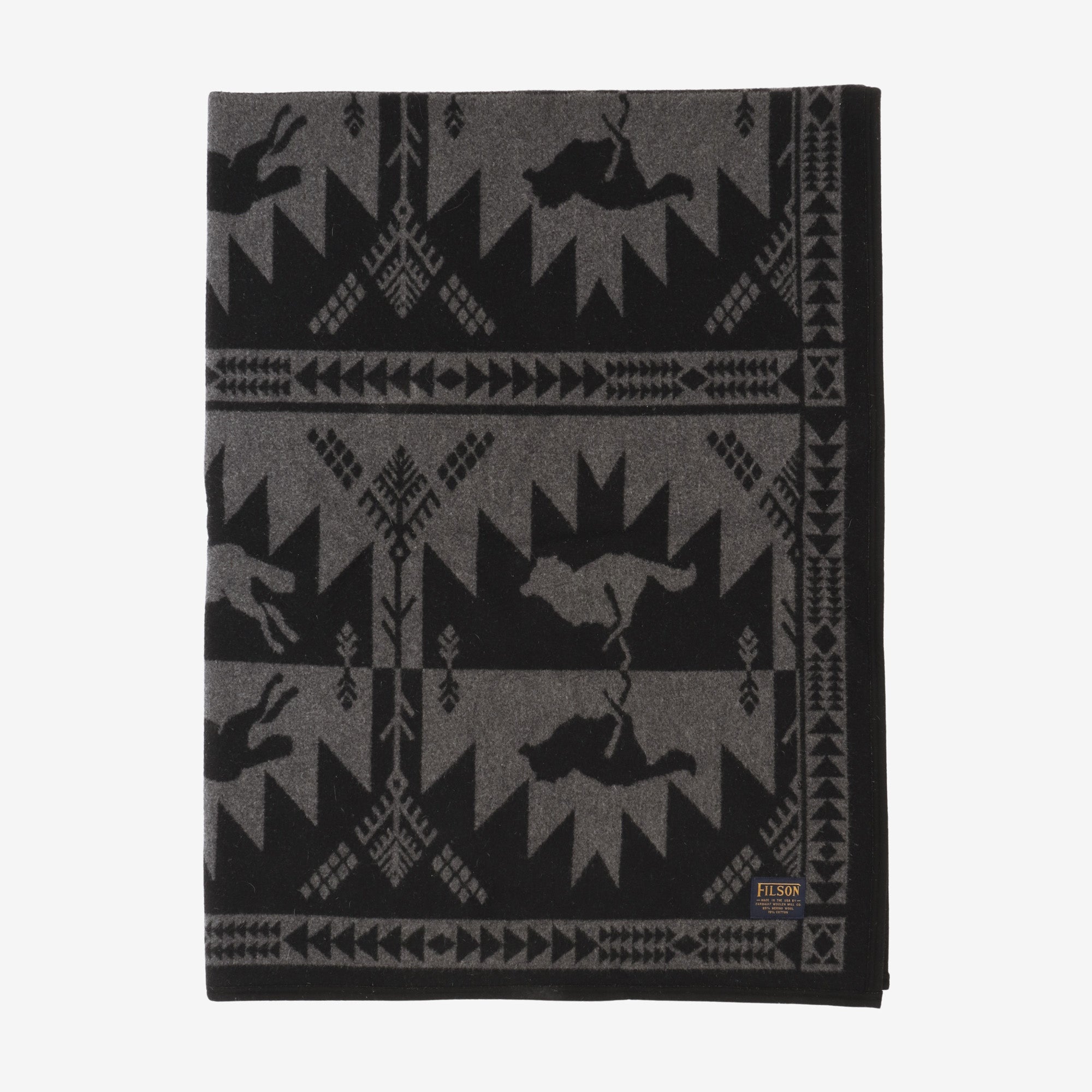 Running Wolf Wool Throw Blanket