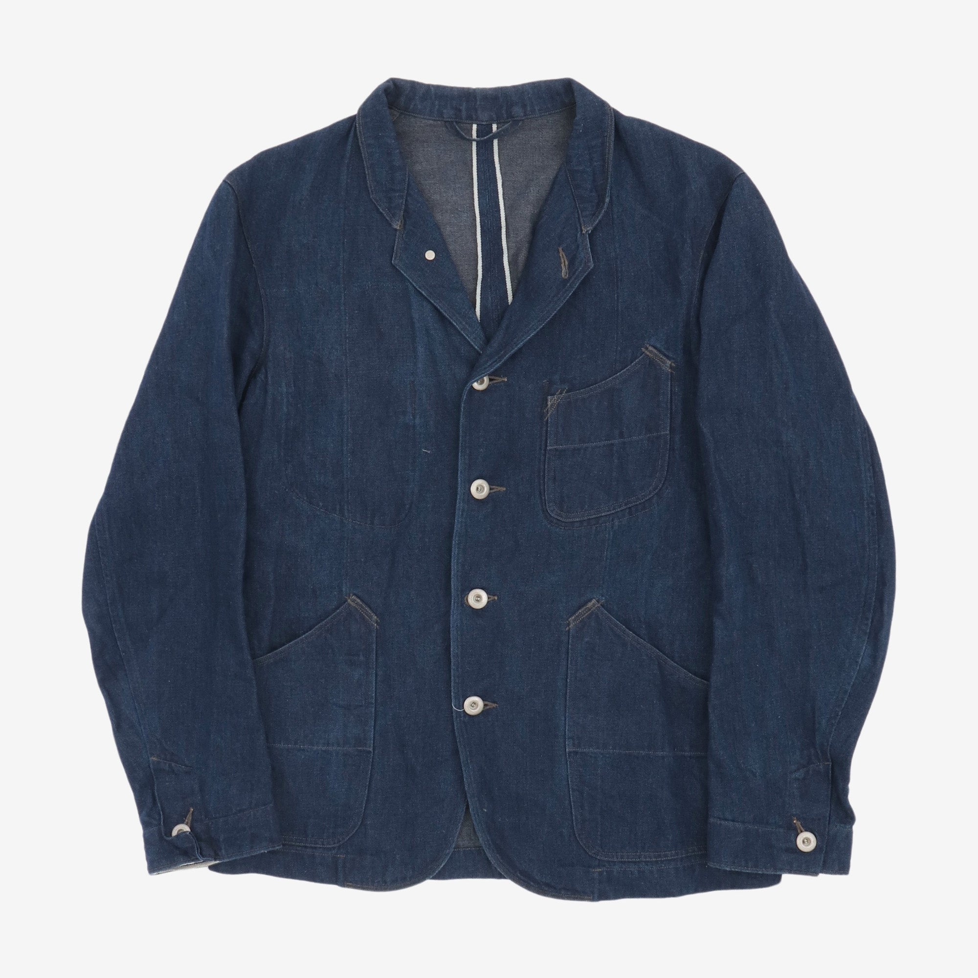 Peak Lapel Denim Lounge Jacket