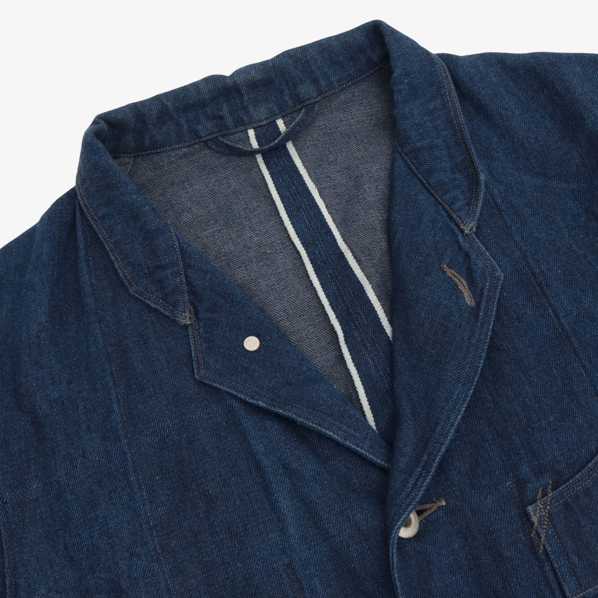 Peak Lapel Denim Lounge Jacket
