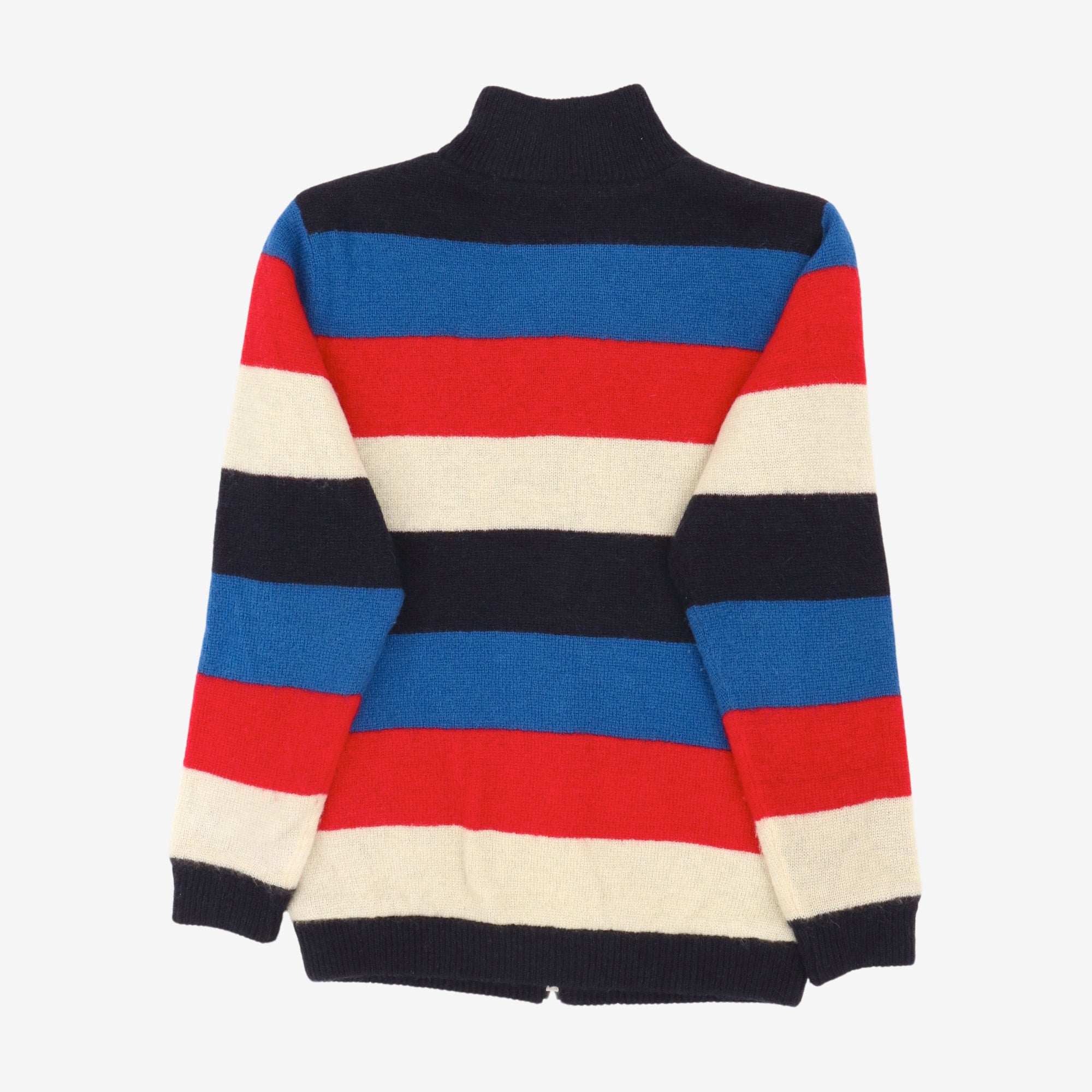 Striped Knit Full Zip Sweater