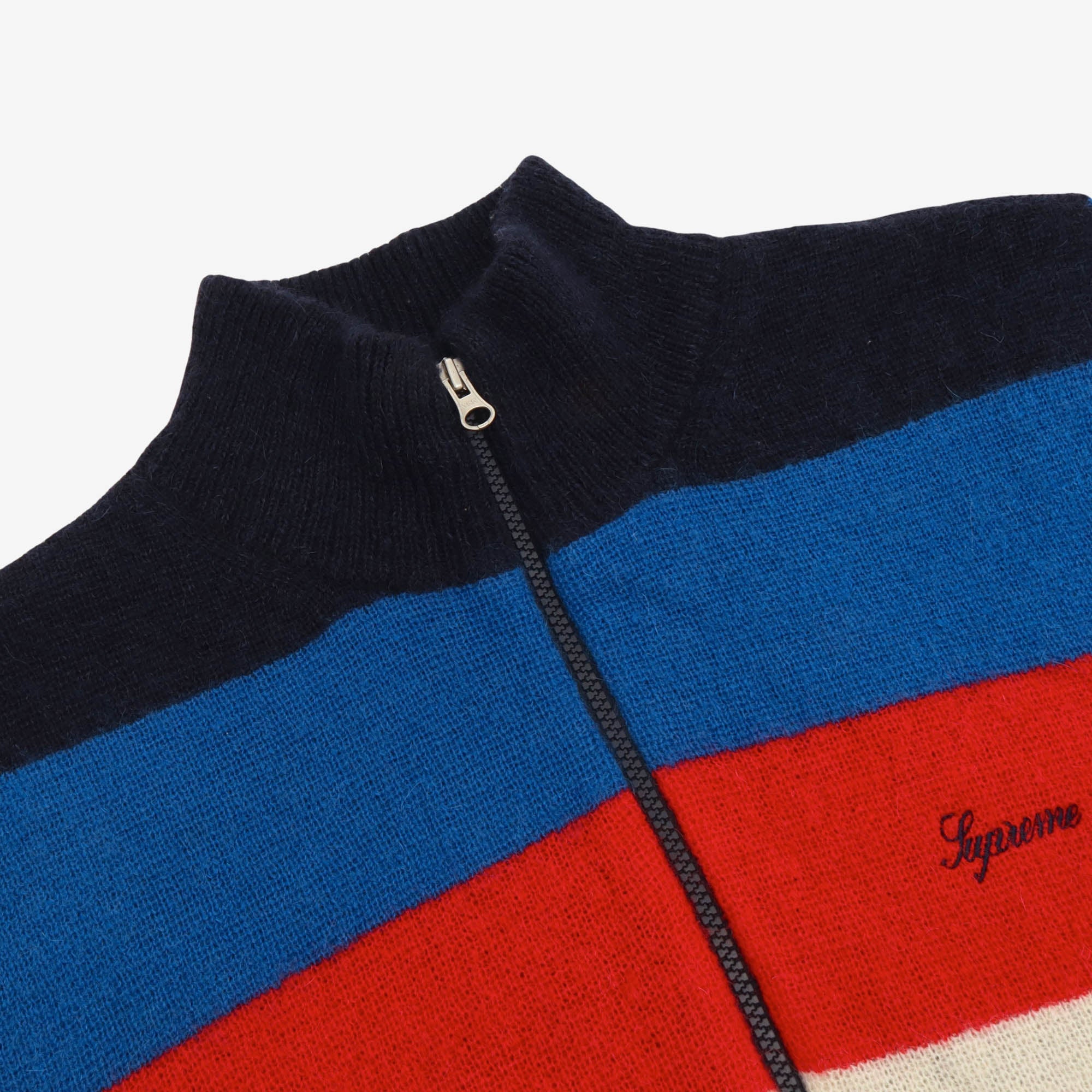 Striped Knit Full Zip Sweater
