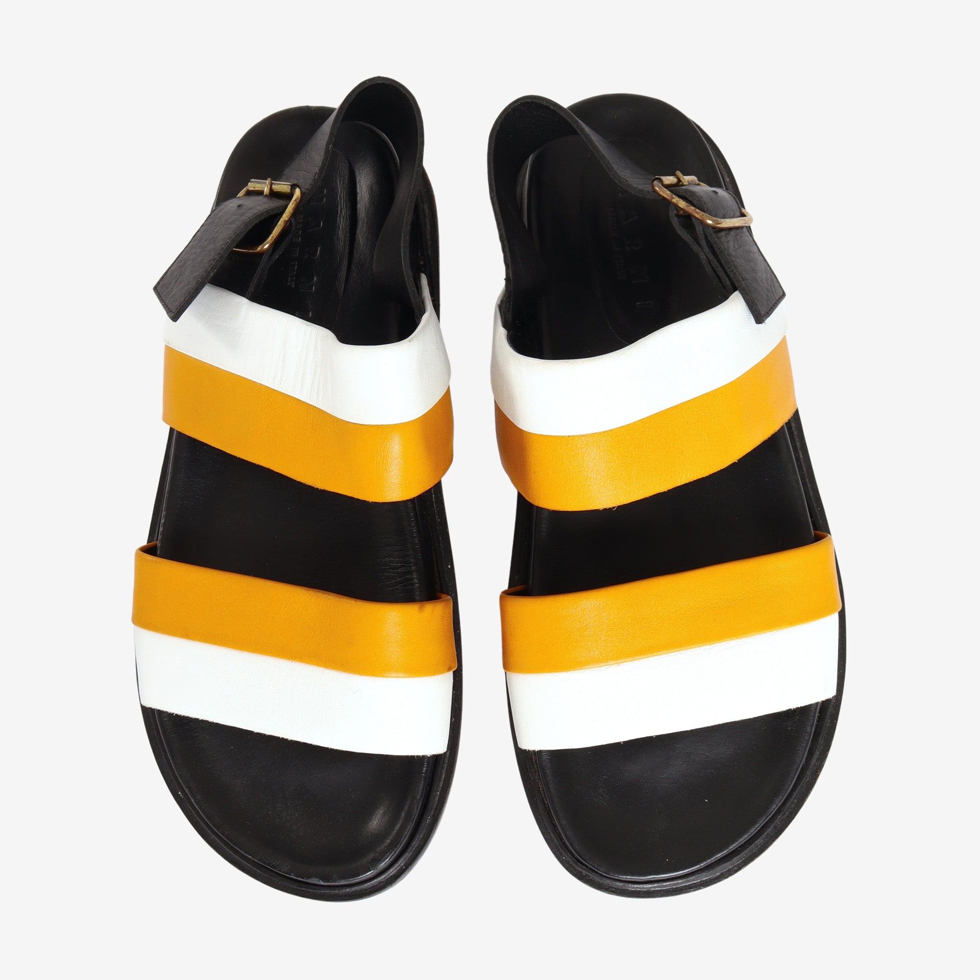 Color Block Leather Sandals