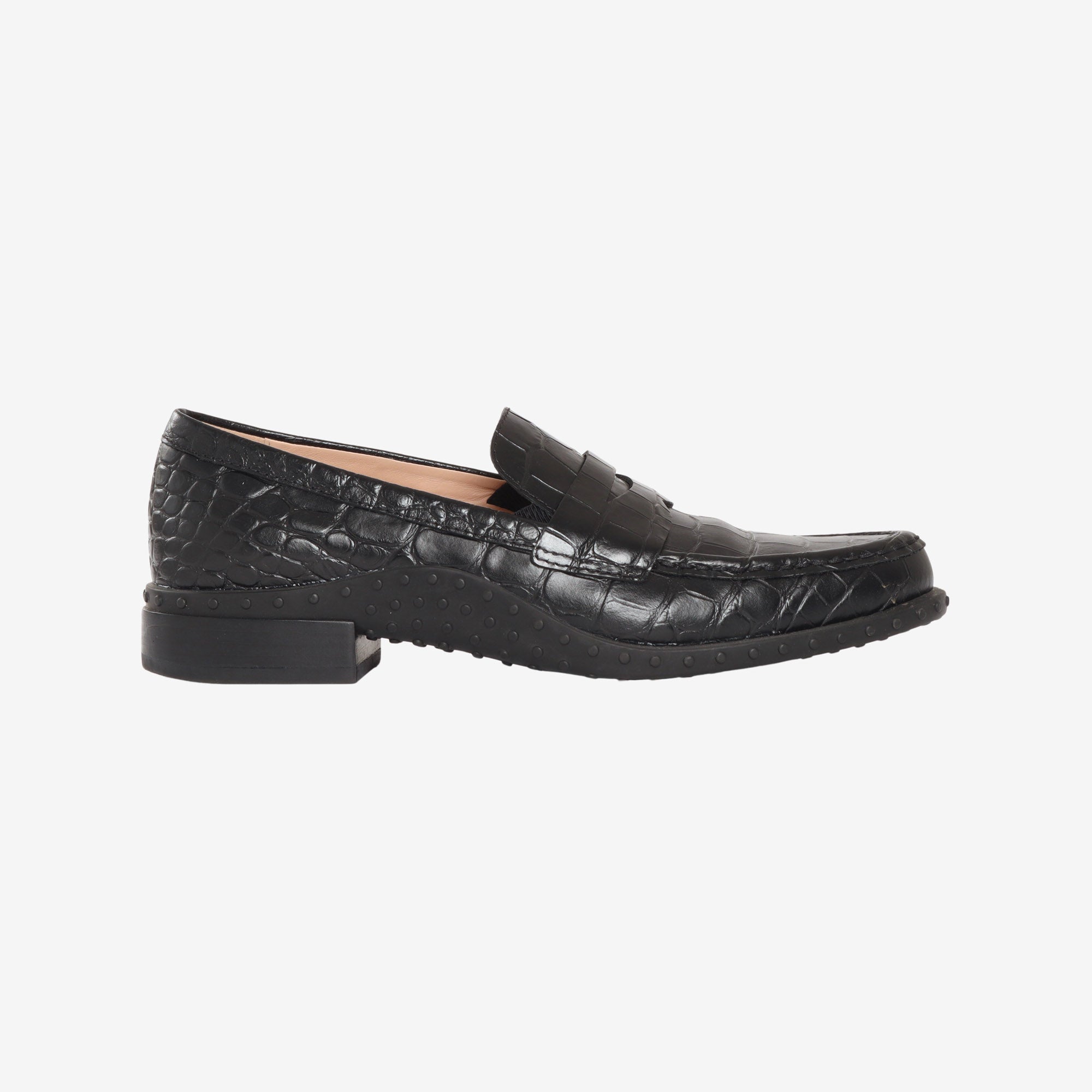 Womens Croc Effect Loafers