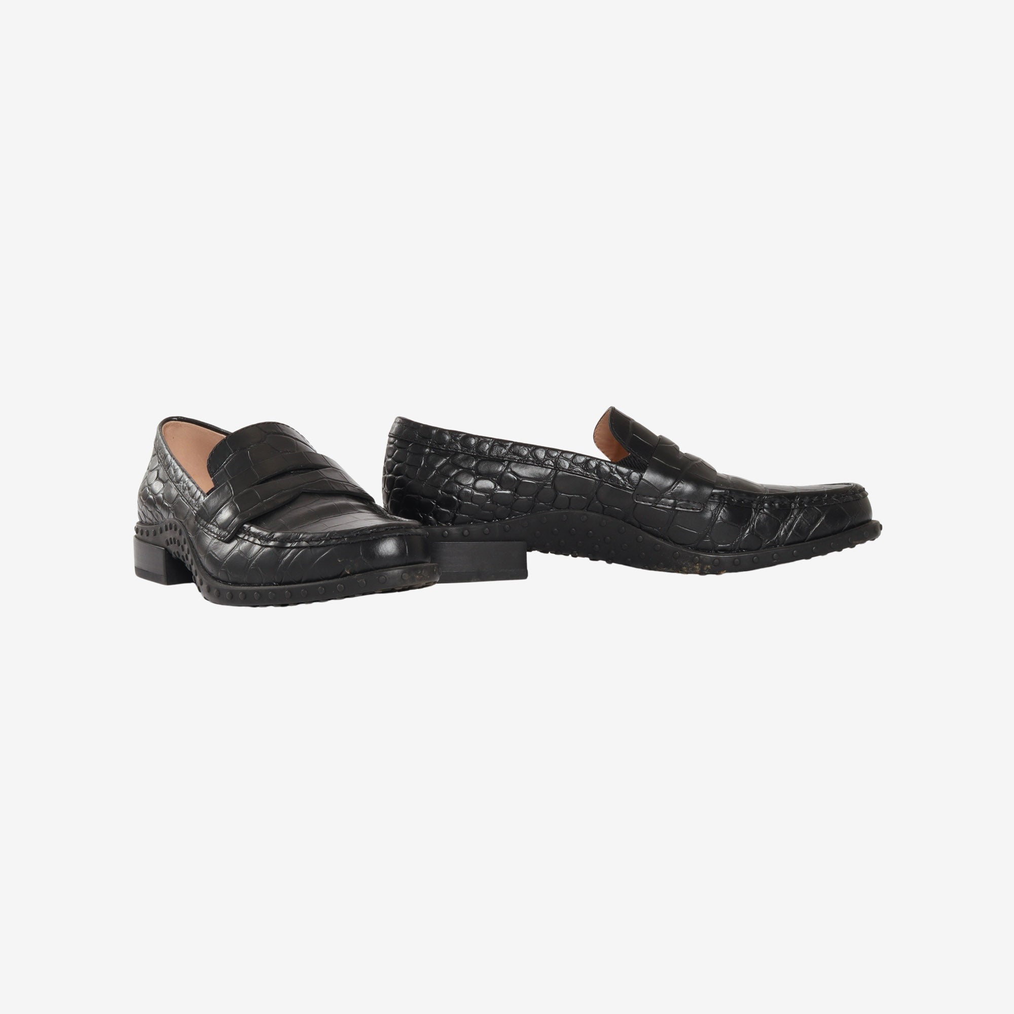 Womens Croc Effect Loafers