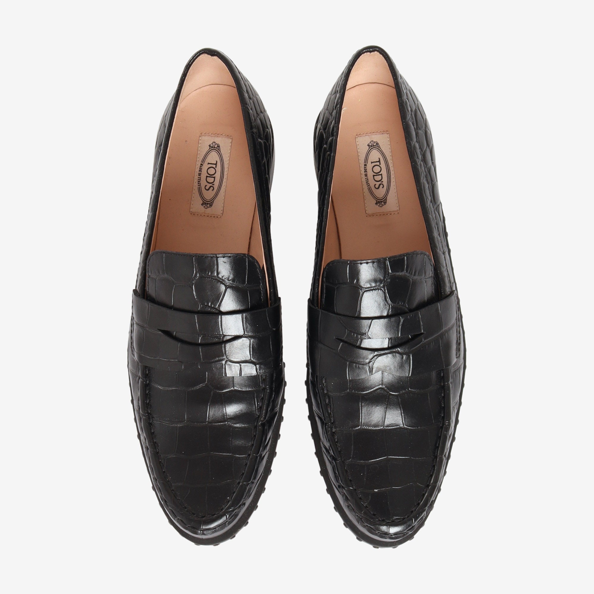 Womens Croc Effect Loafers