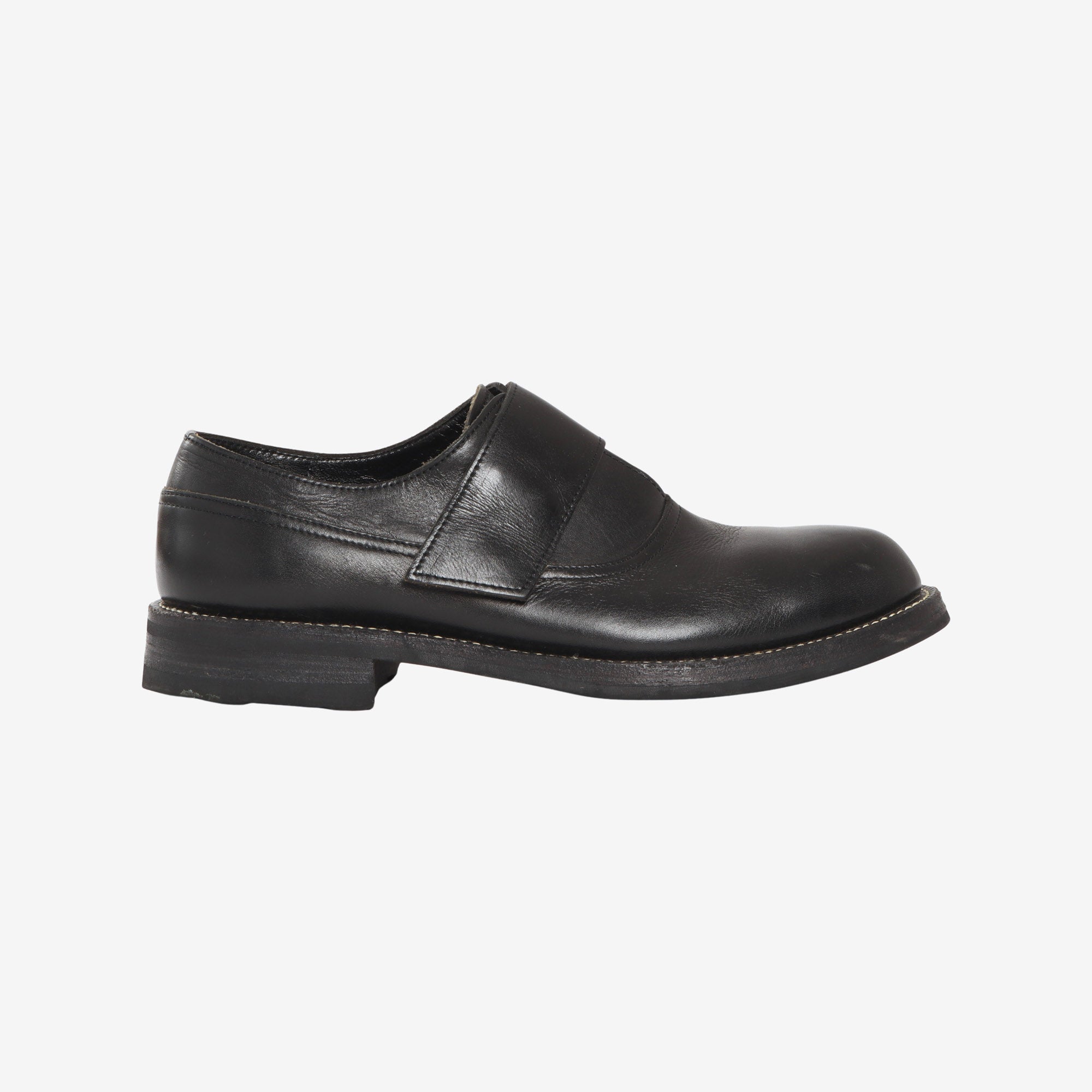 Belted Leather Slip On Shoes