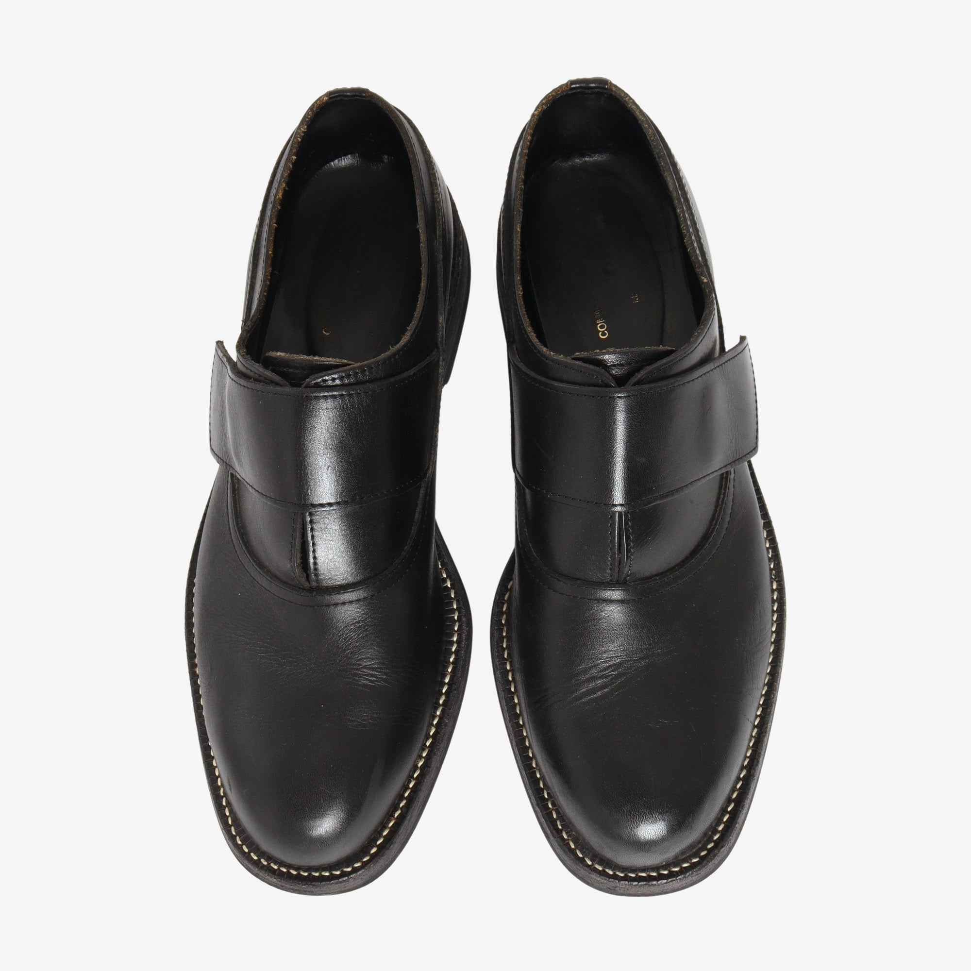 Belted Leather Slip On Shoes