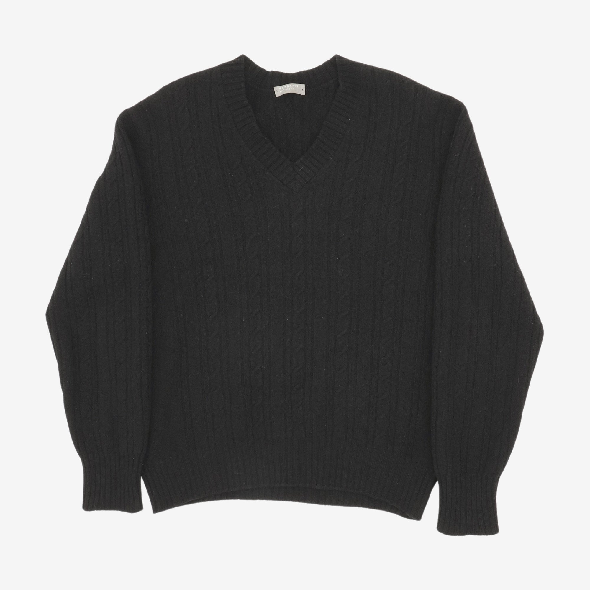 Cable Knit V Neck Sweater