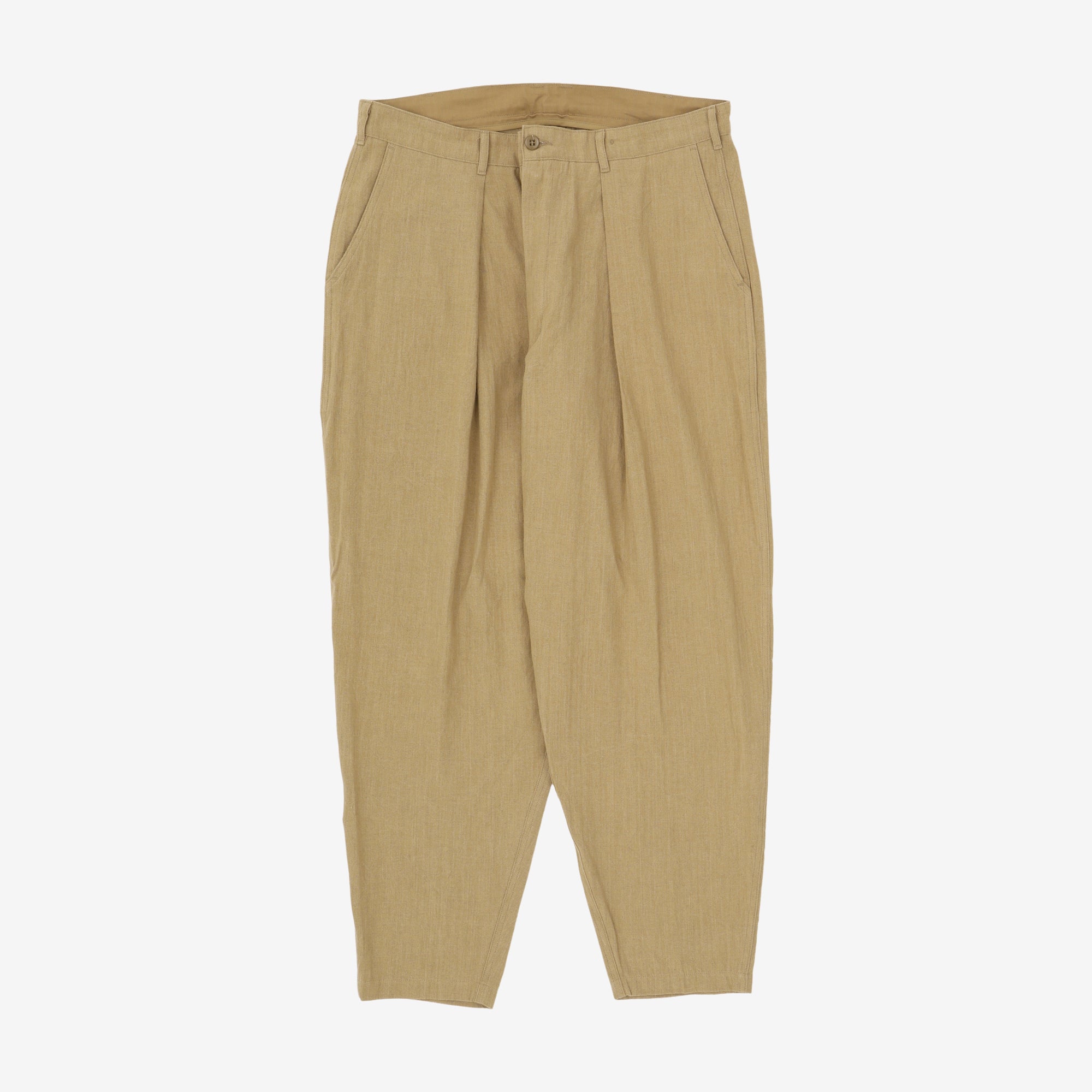 Riding Tapered Pleated Linen Trousers (37W X 31L)