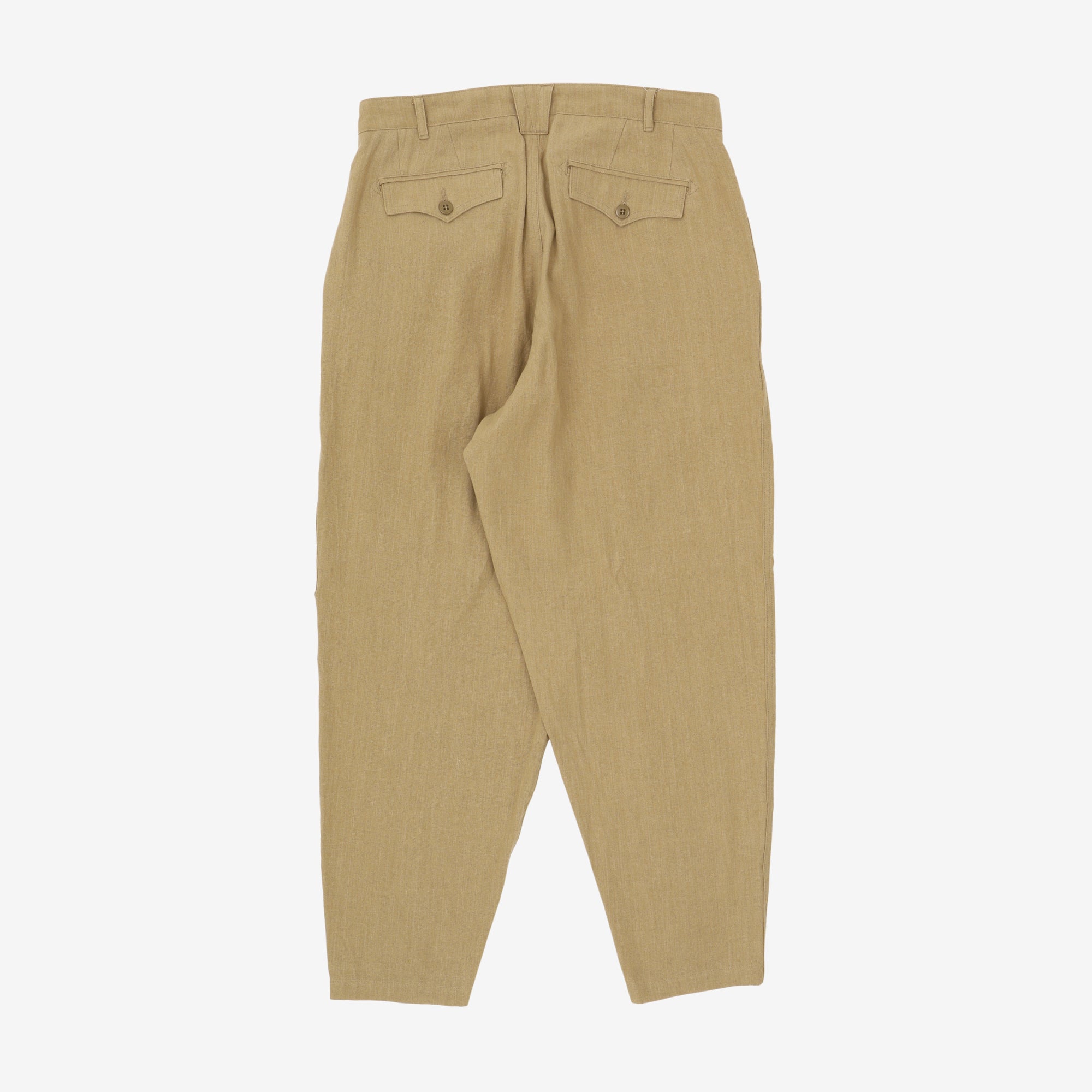 Riding Tapered Pleated Linen Trousers (37W X 31L)