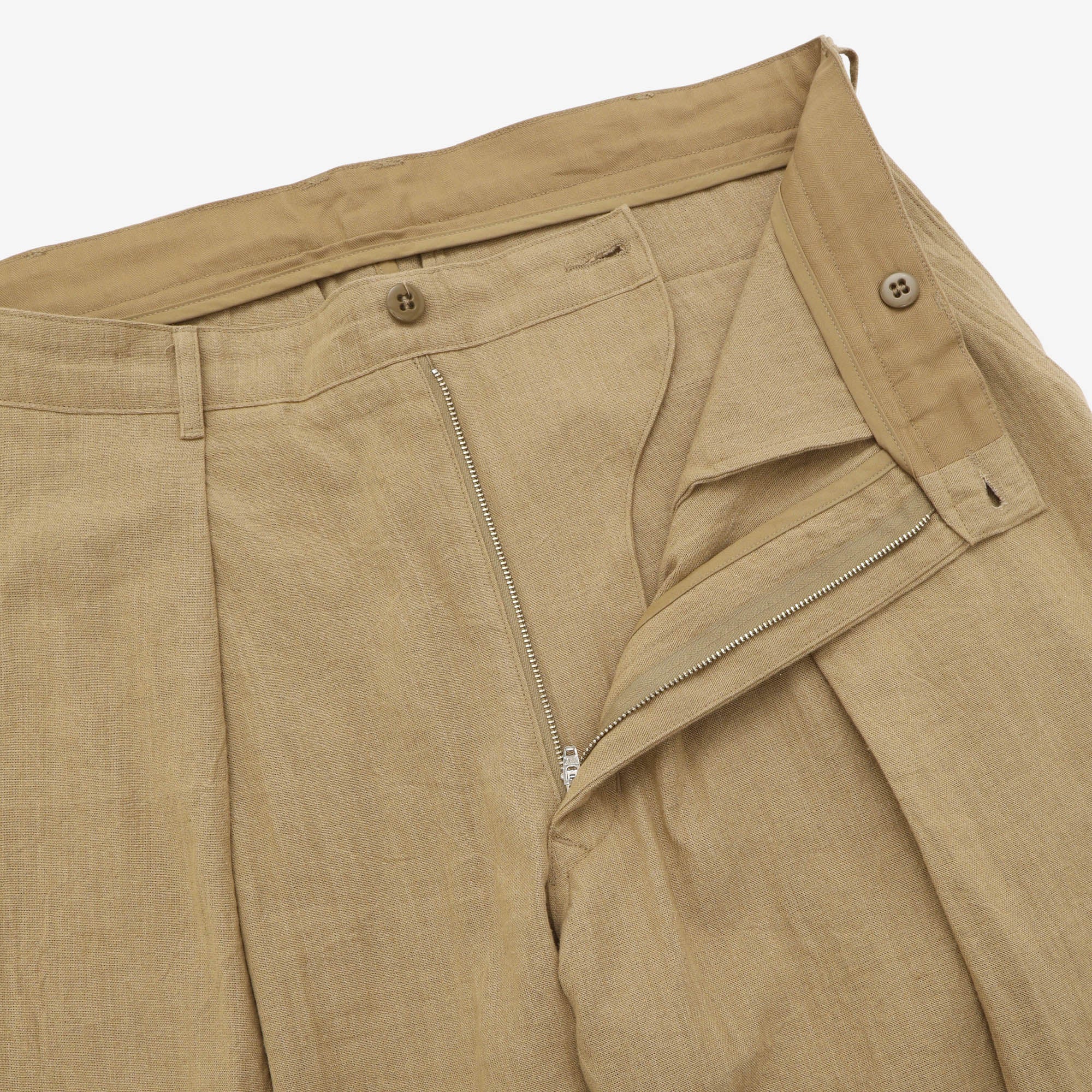 Riding Tapered Pleated Linen Trousers (37W X 31L)