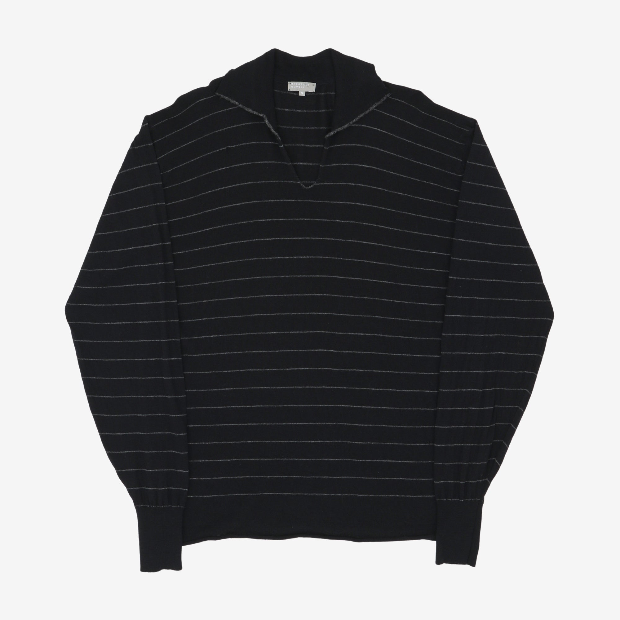 Striped Skipper Collar Knit Sweater