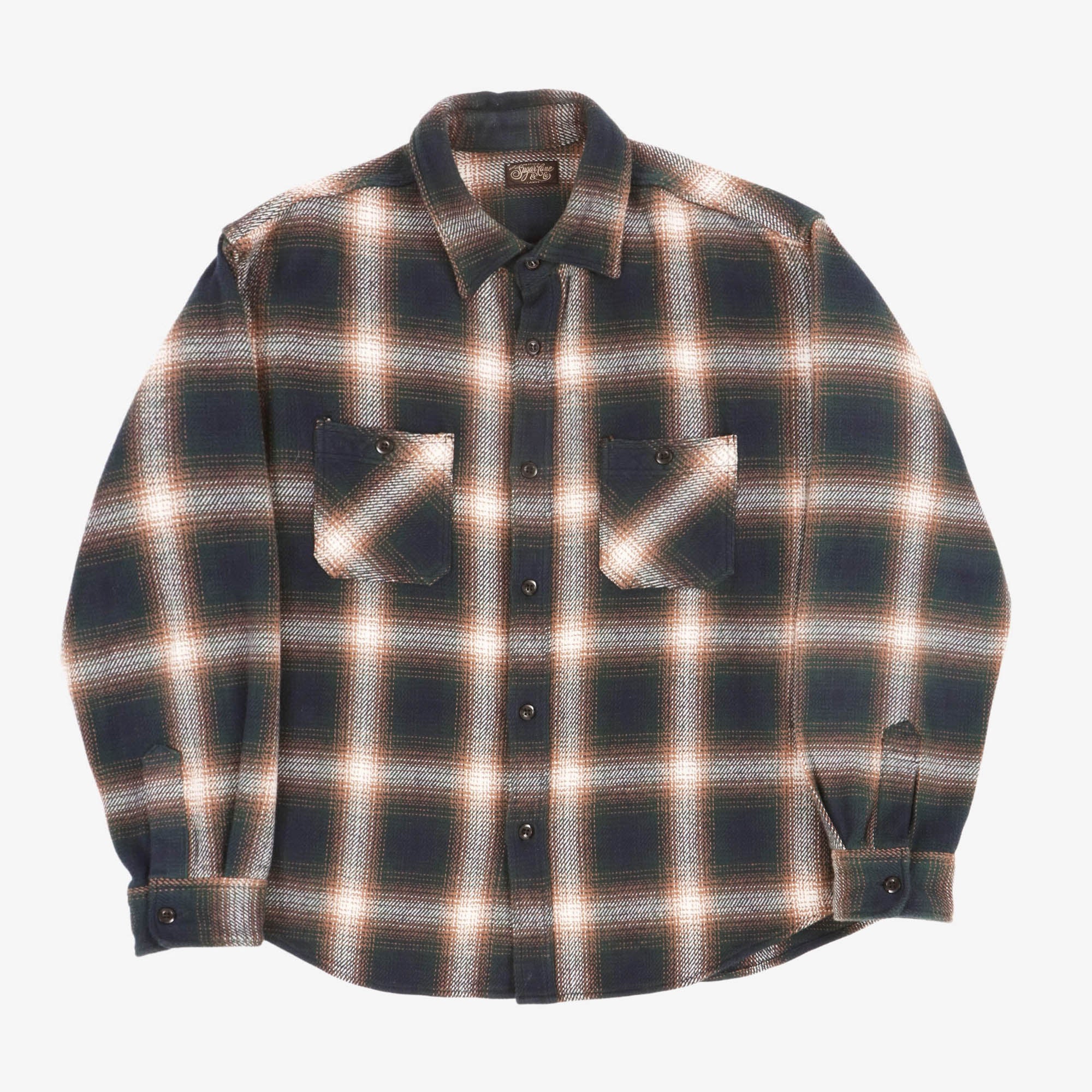Ombre Plaid Heavy Flannel Work Shirt