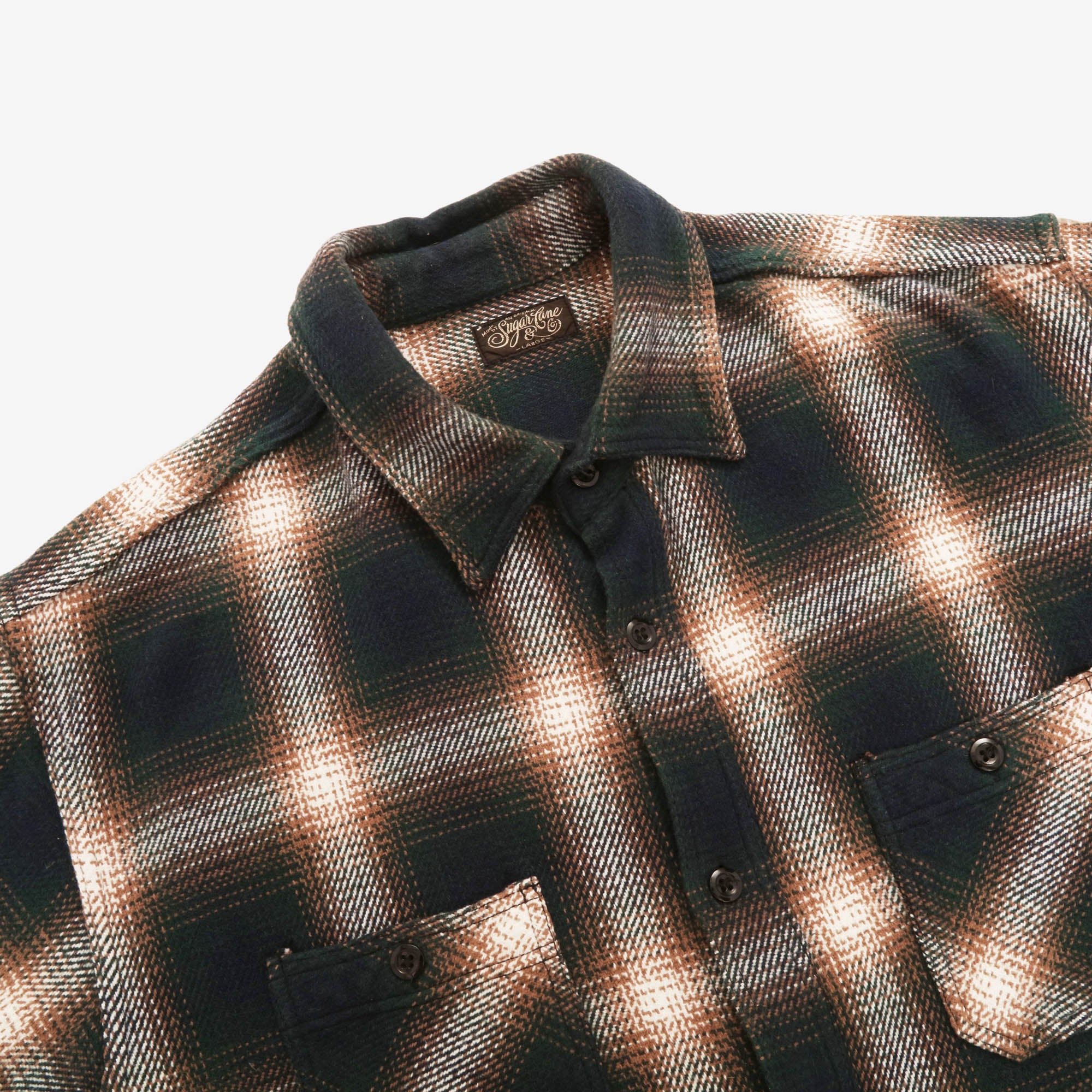 Ombre Plaid Heavy Flannel Work Shirt