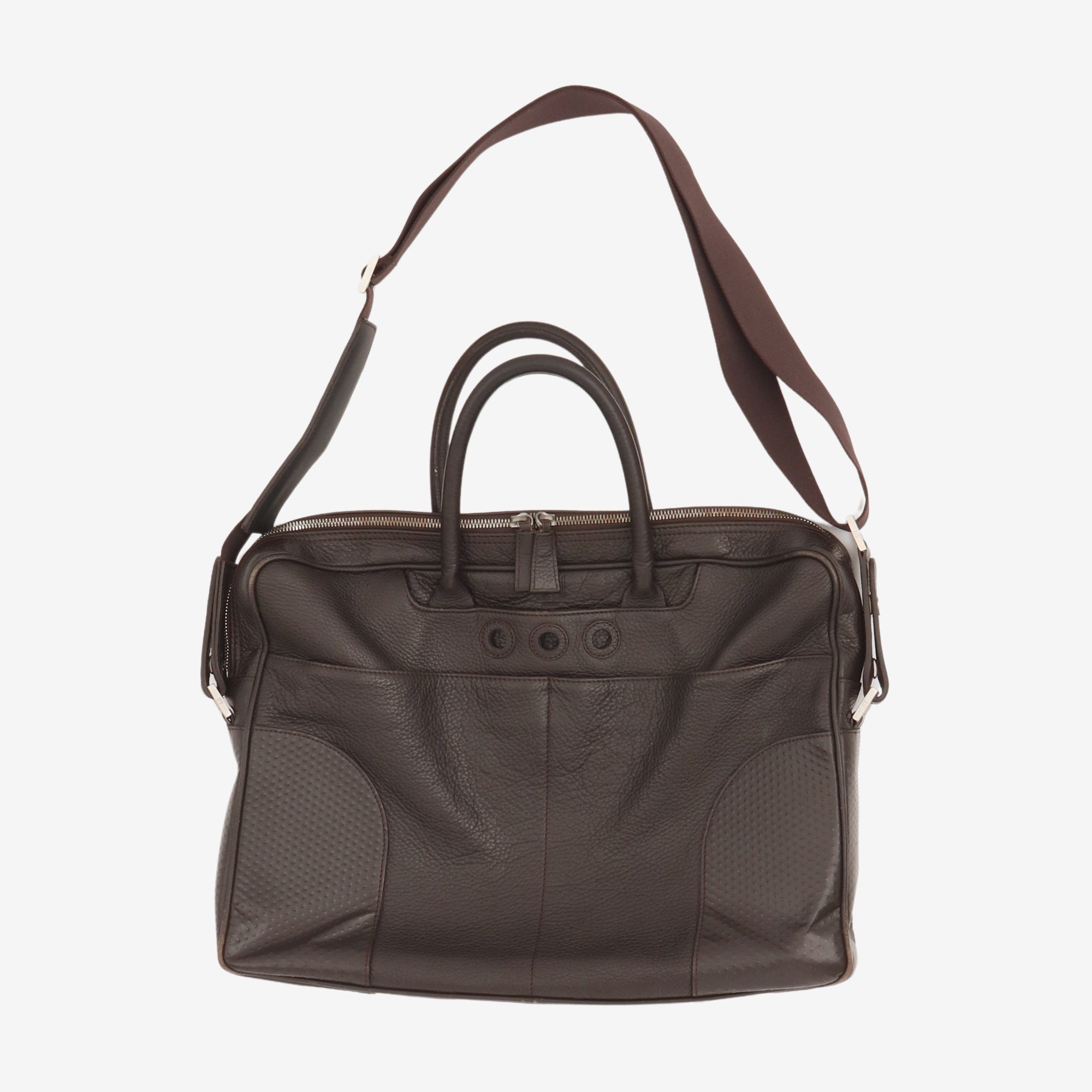 Cacao Leather Double Gusset Briefcase