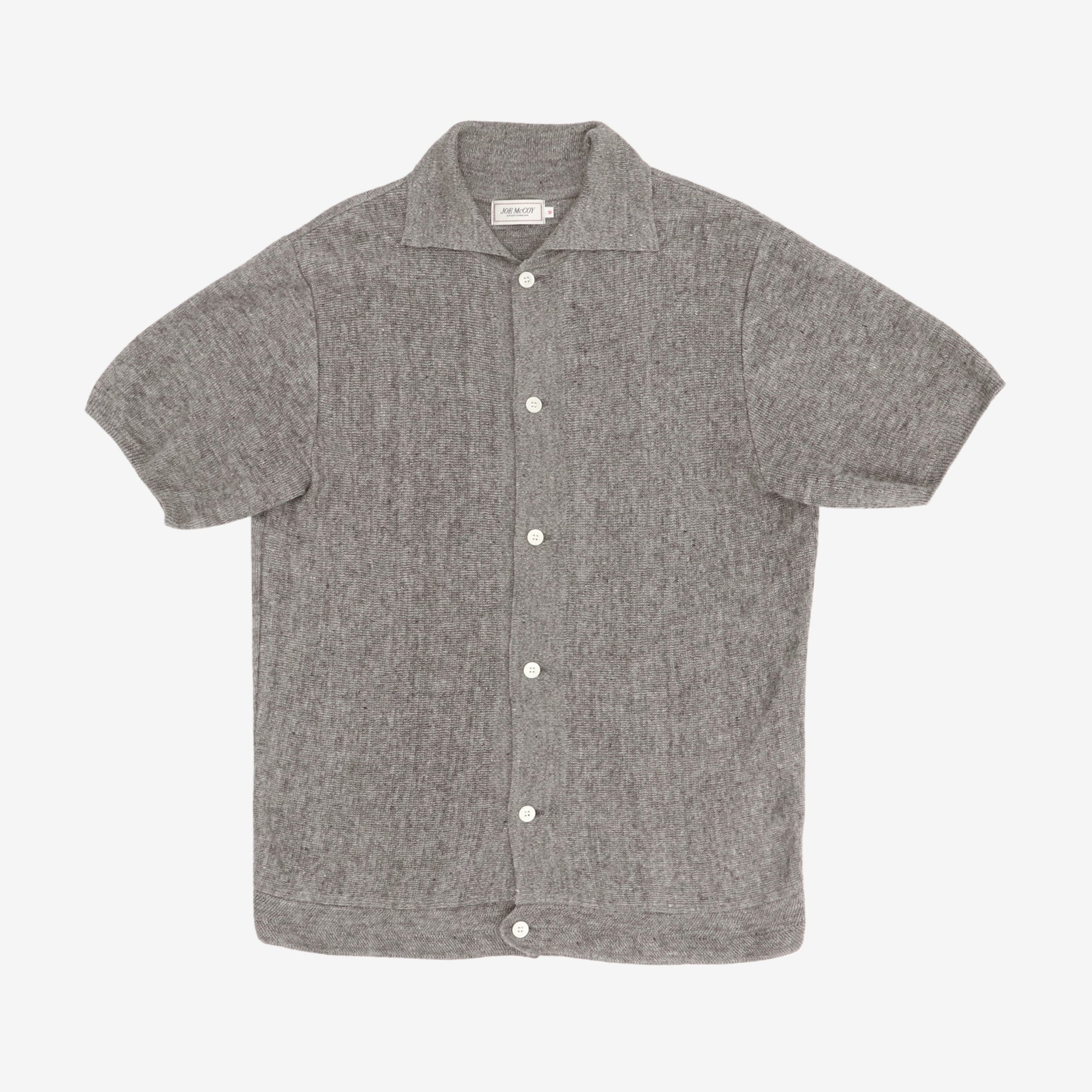 Linen Rib Knit Collared Shirt