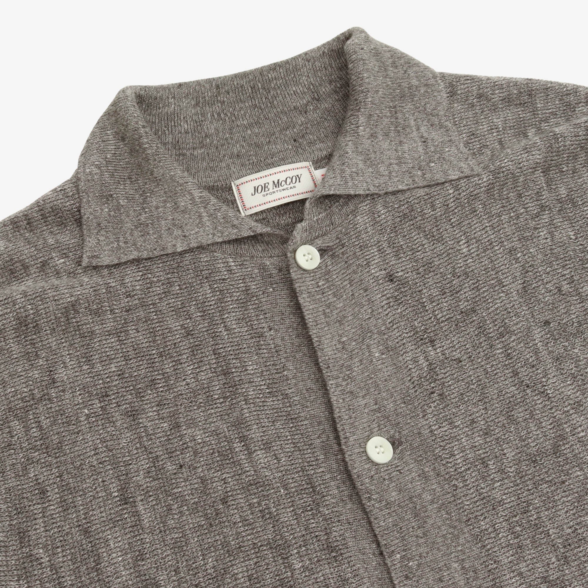 Linen Rib Knit Collared Shirt