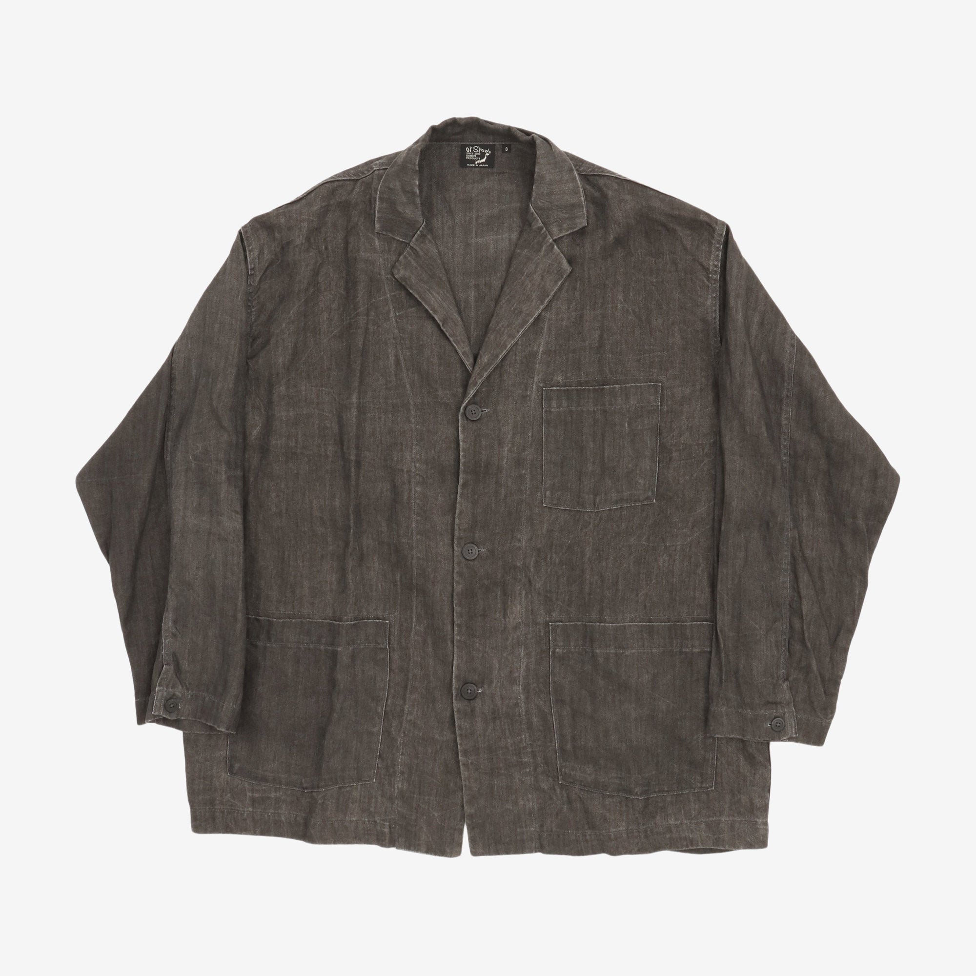 Sumi Dyed Linen Simple Work Jacket
