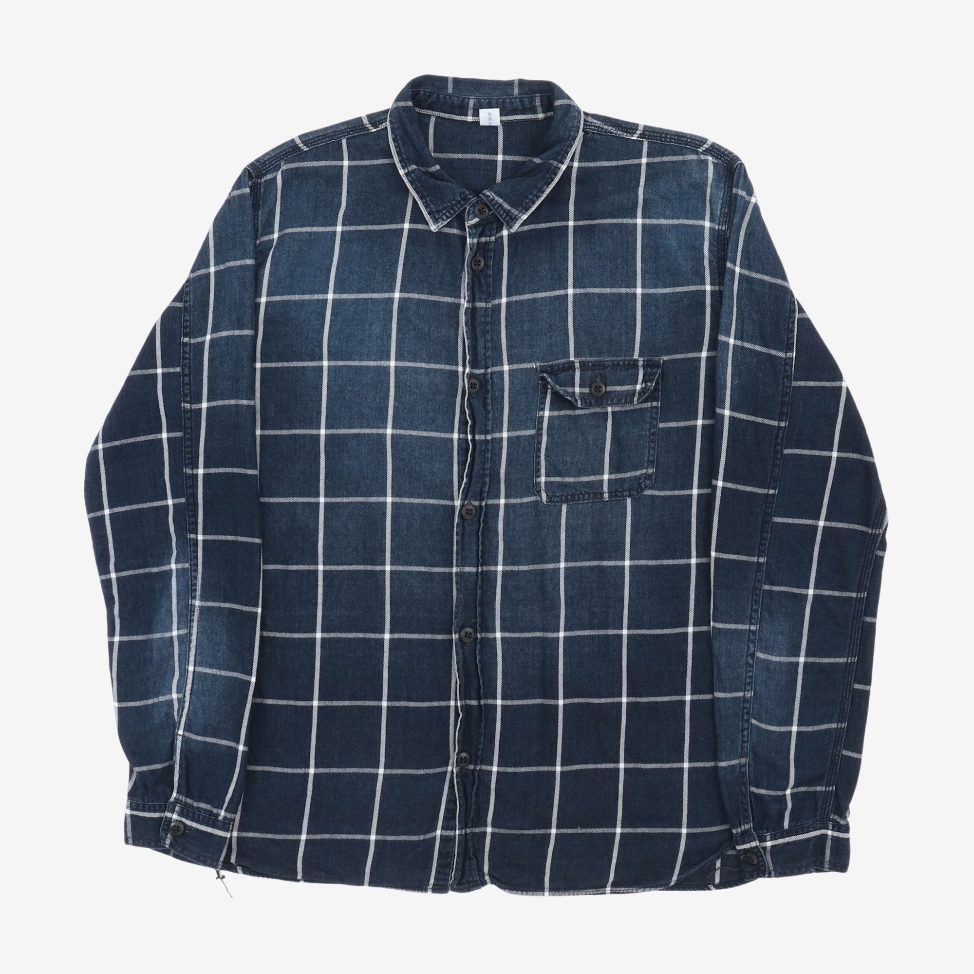 Faded Plaid Windowpane Work Shirt