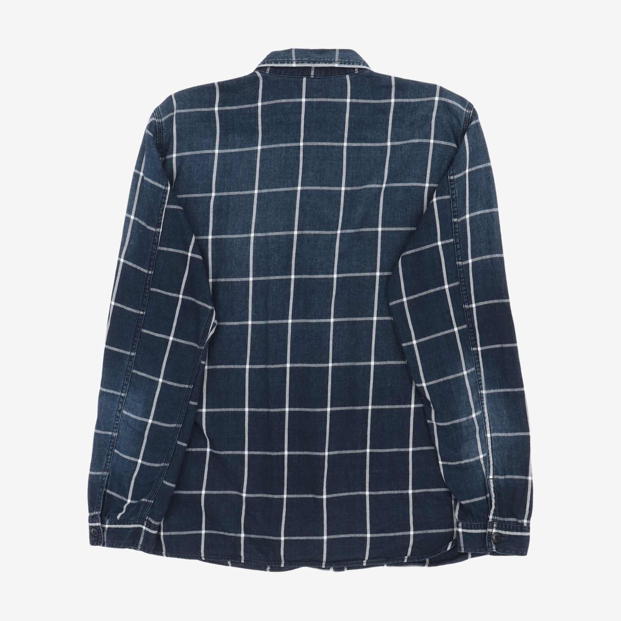 Faded Plaid Windowpane Work Shirt
