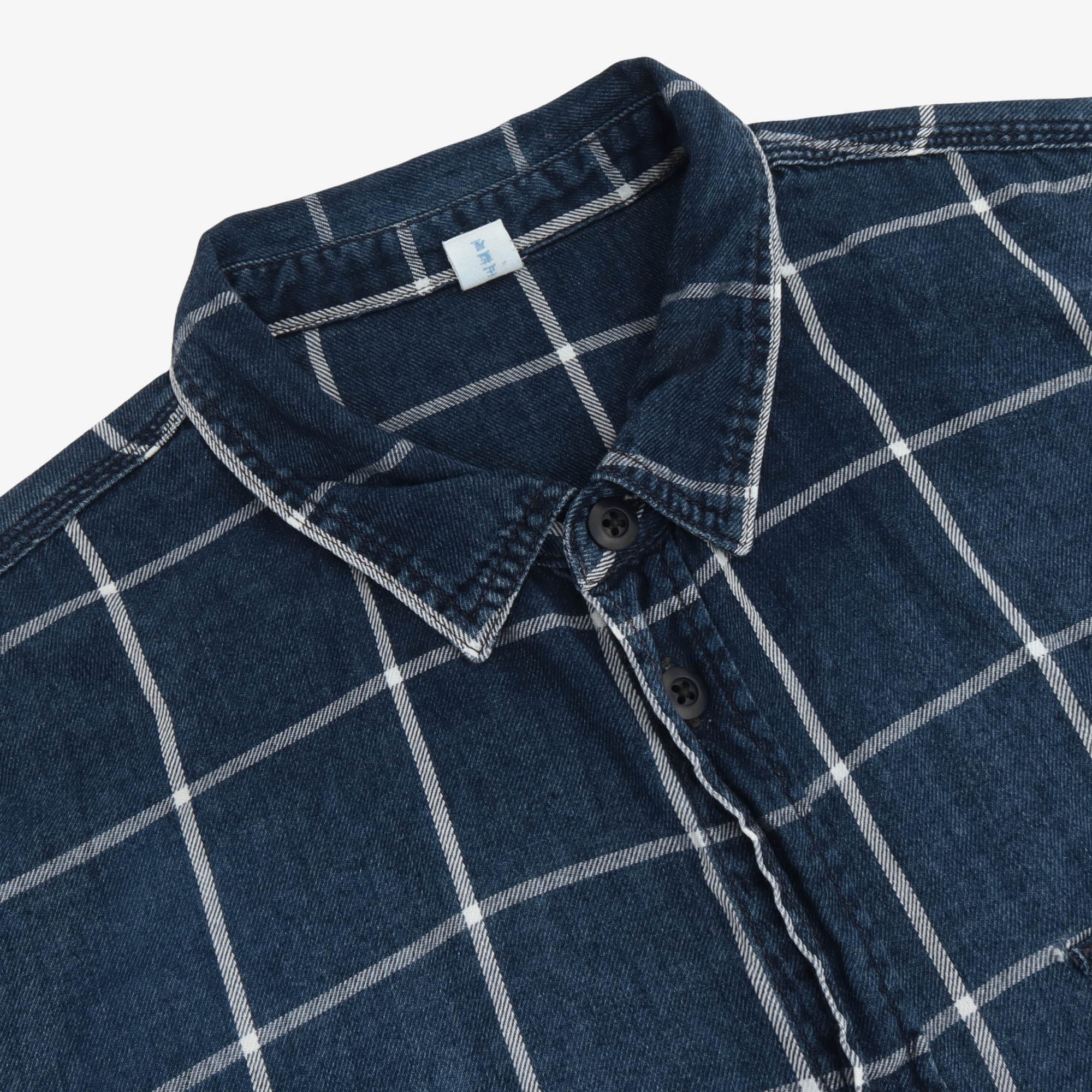 Faded Plaid Windowpane Work Shirt