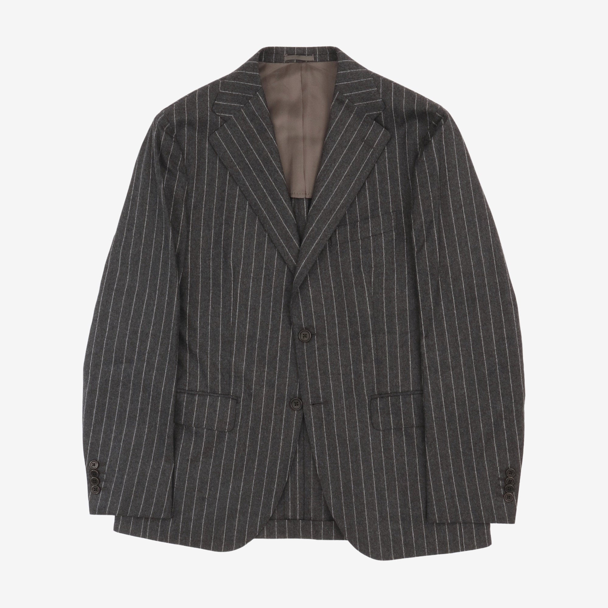 Pinstripe Wool Flannel Suit