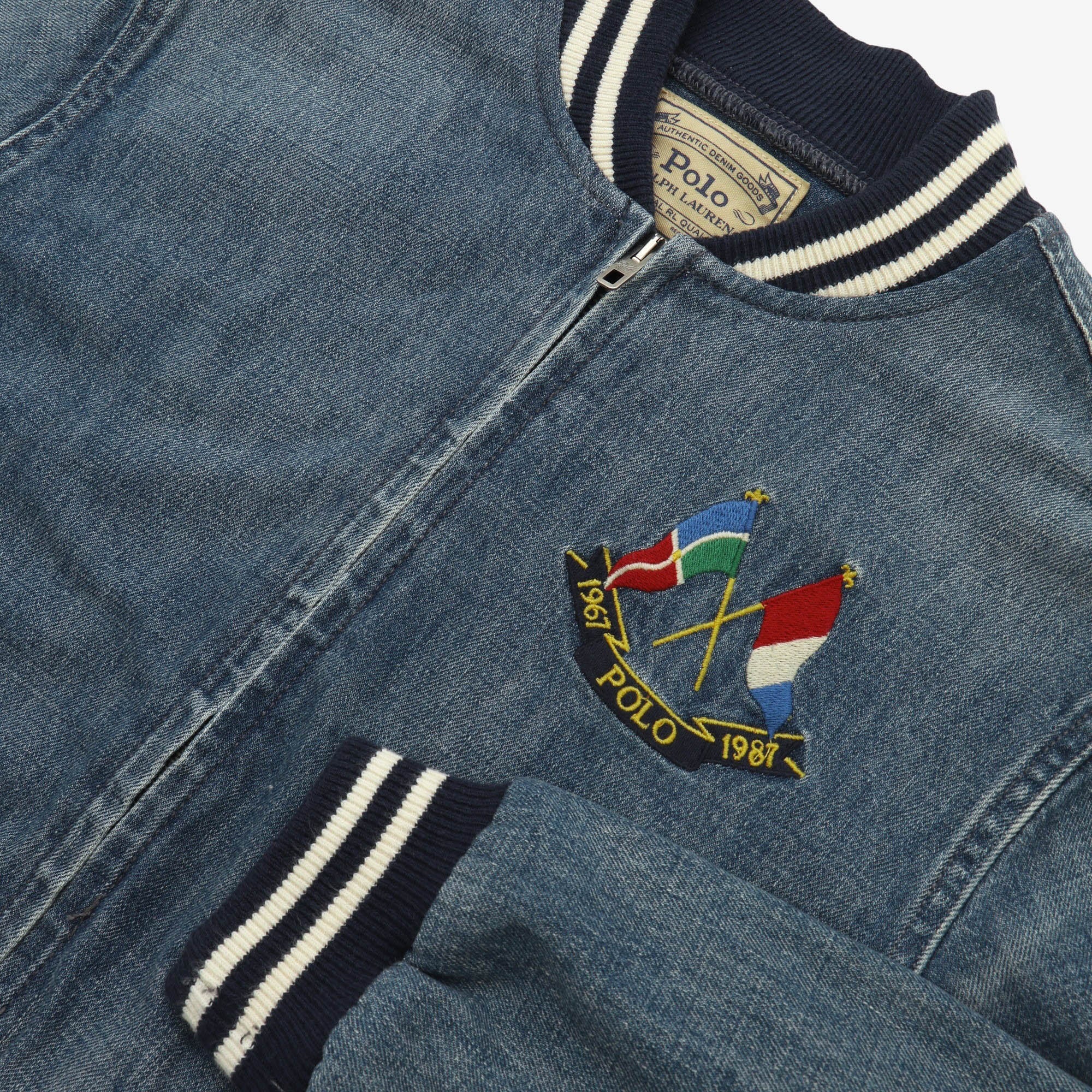 Polo Denim Bomber Varsity Jacket