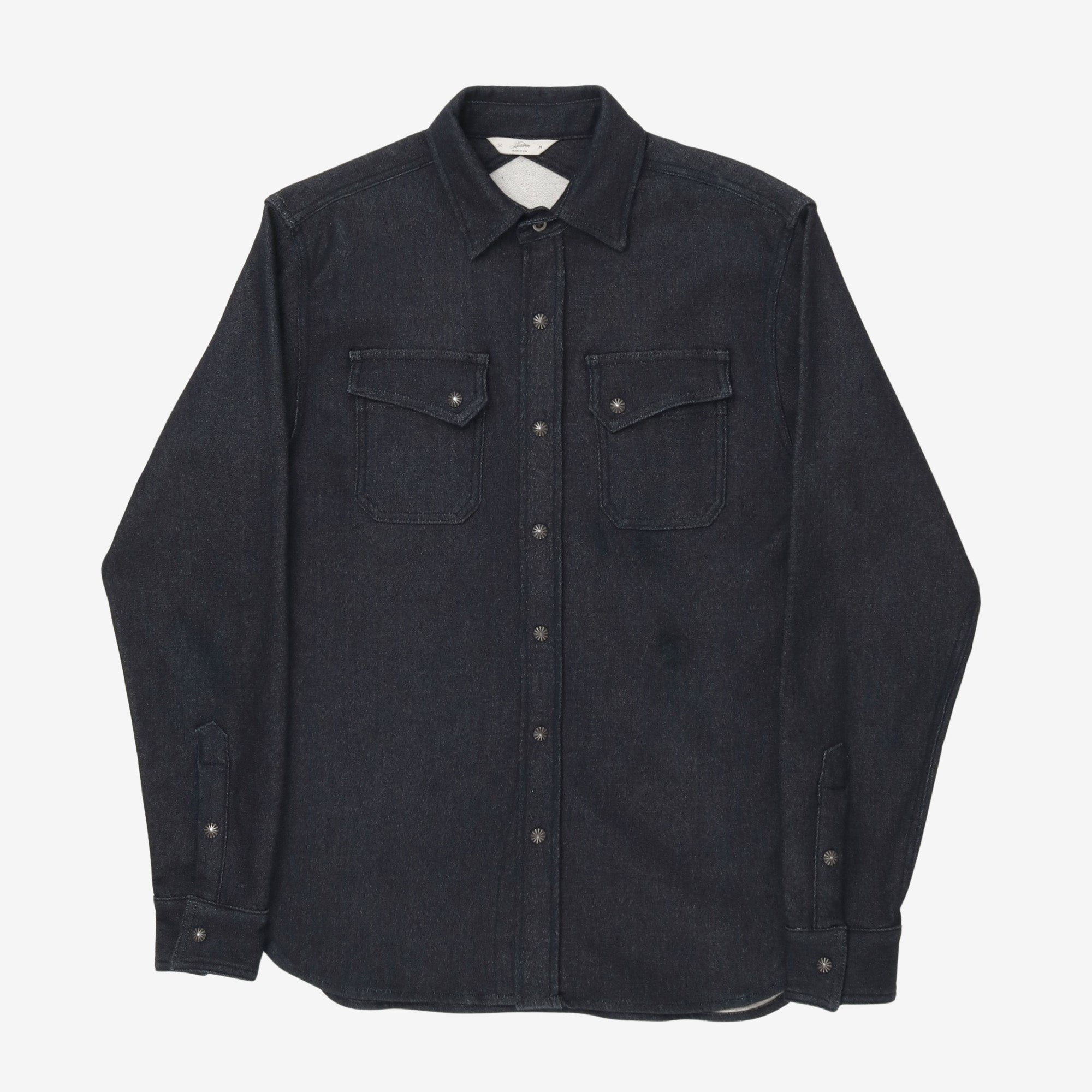 Indigo Knit Crosscut Flannel Western Shirt