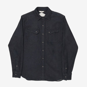 Indigo Knit Crosscut Flannel Western Shirt