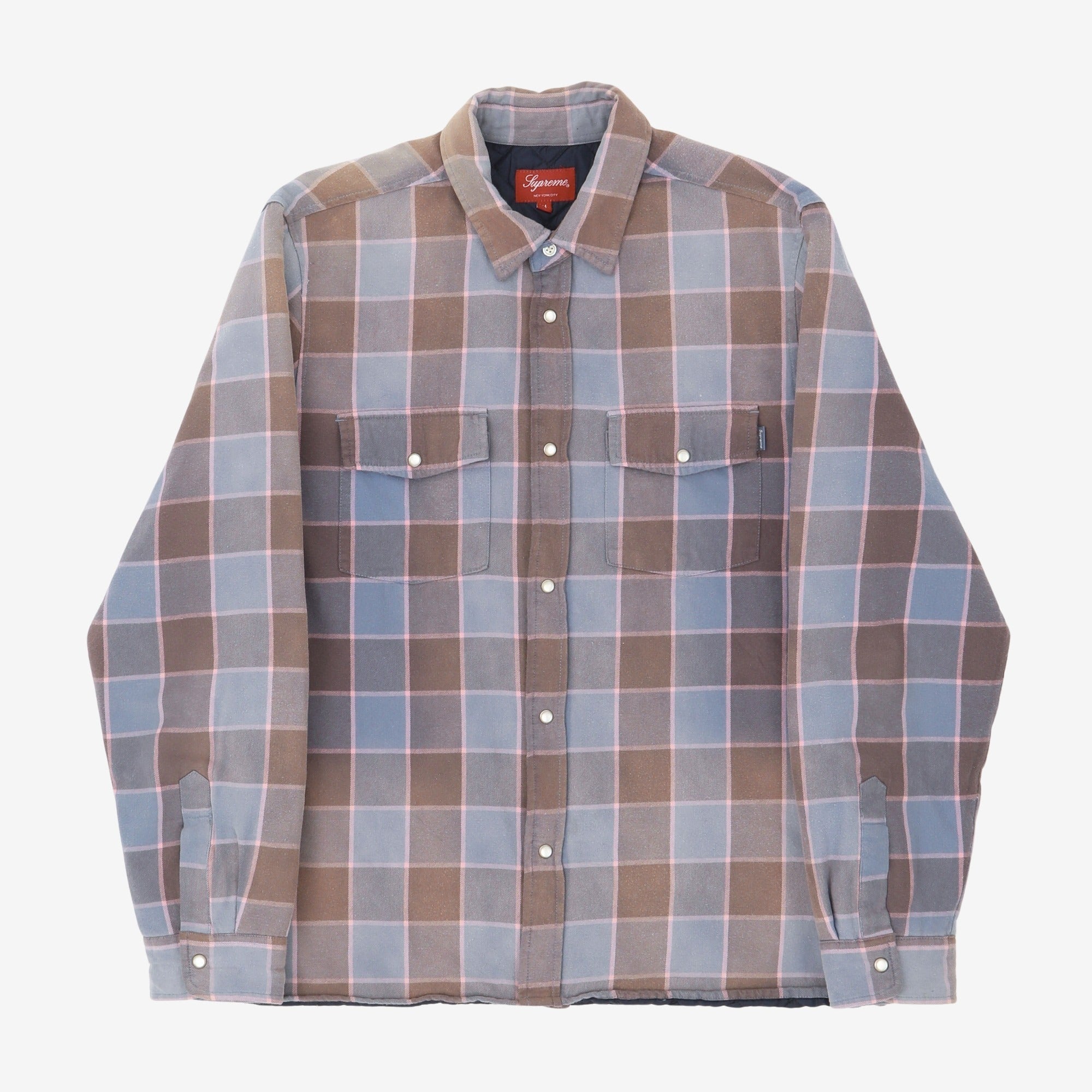 Quilted Faded Plaid Shirt