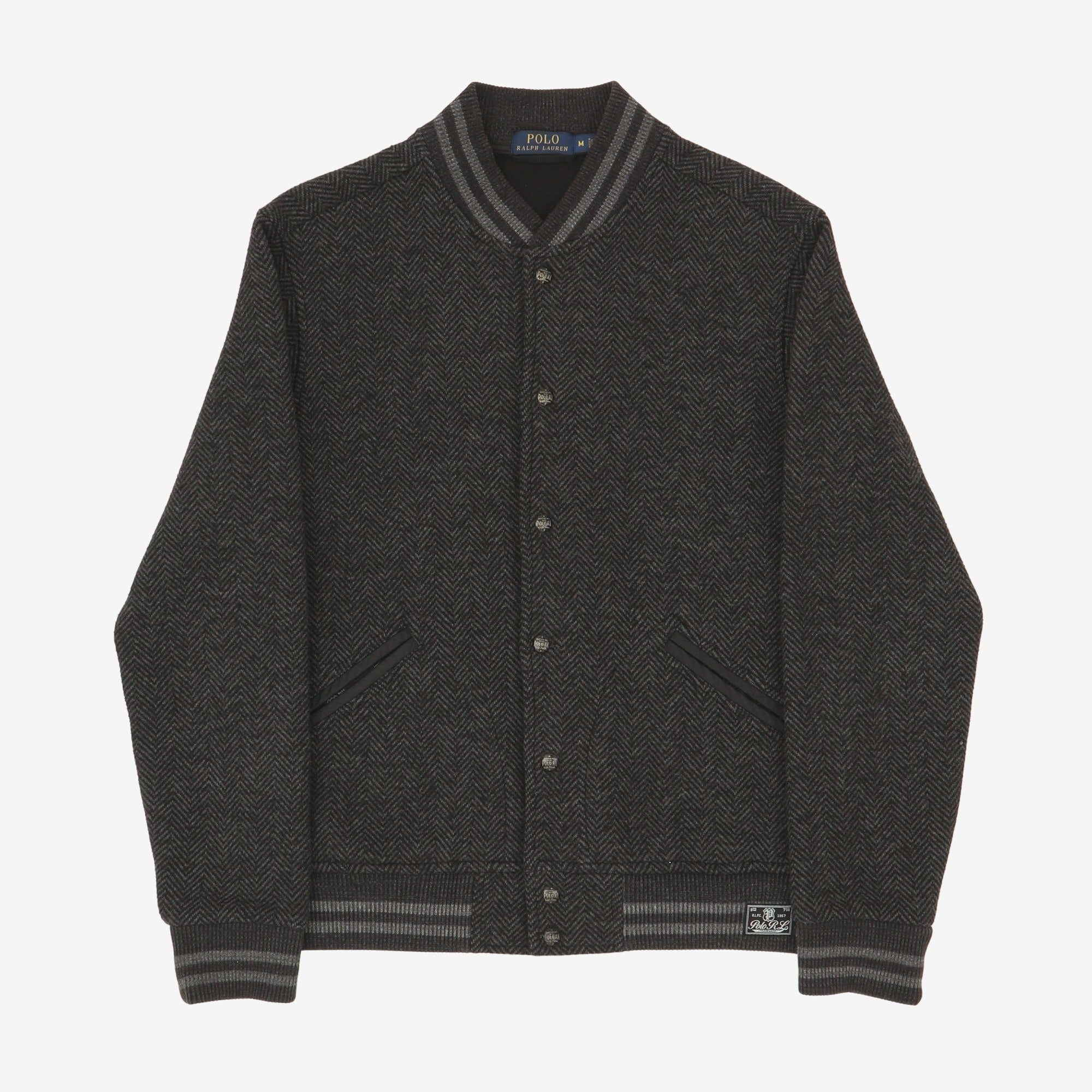 Herringbone Fleece Baseball Jacket