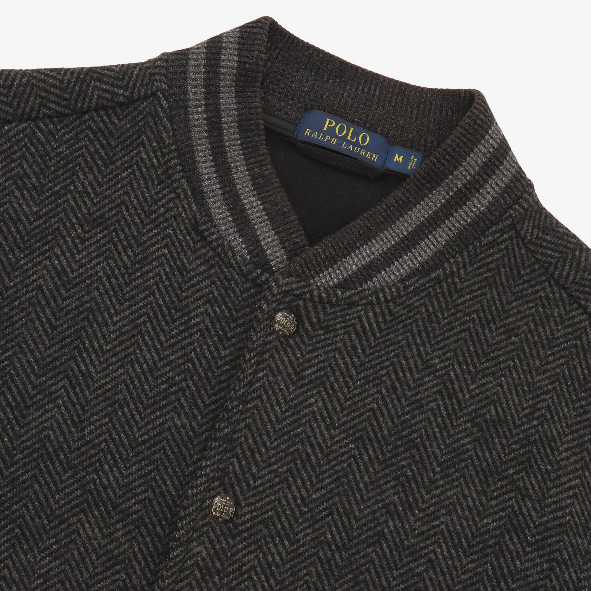 Herringbone Fleece Baseball Jacket