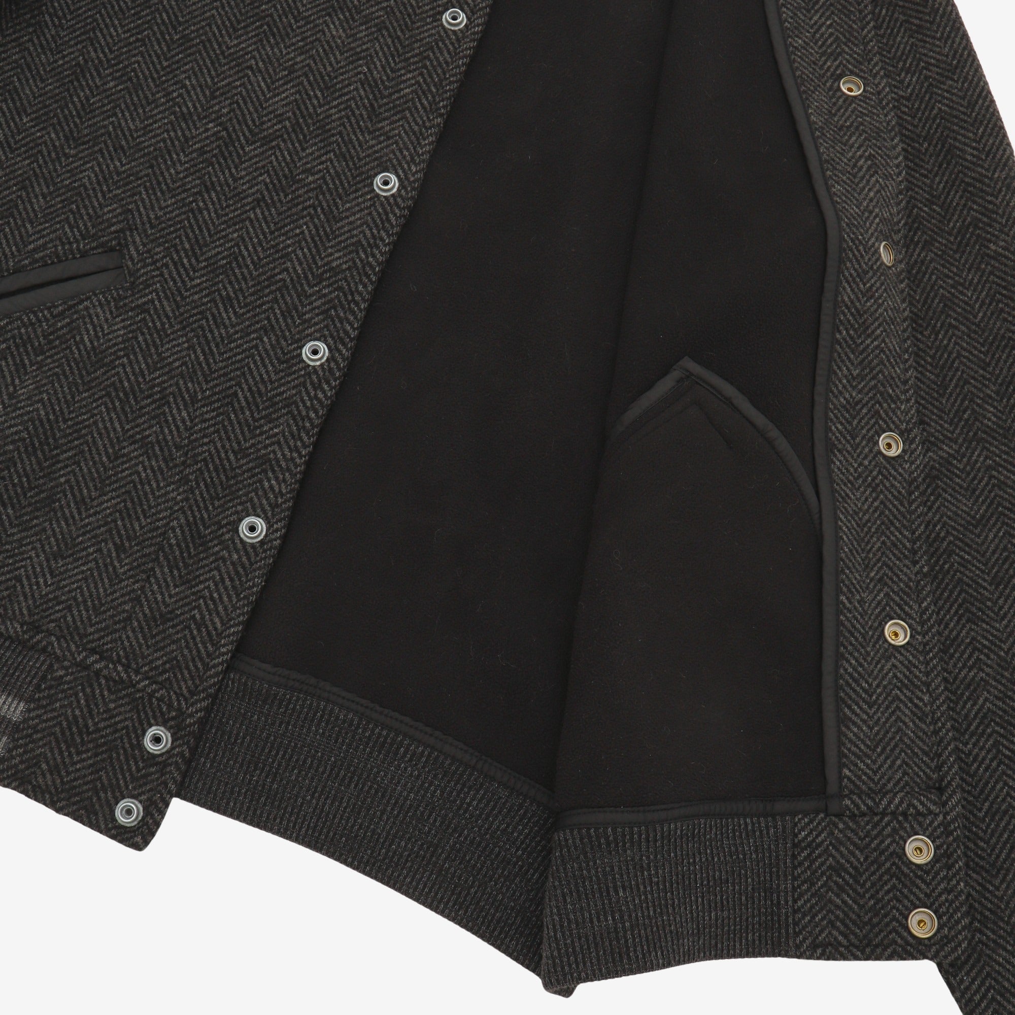 Herringbone Fleece Baseball Jacket