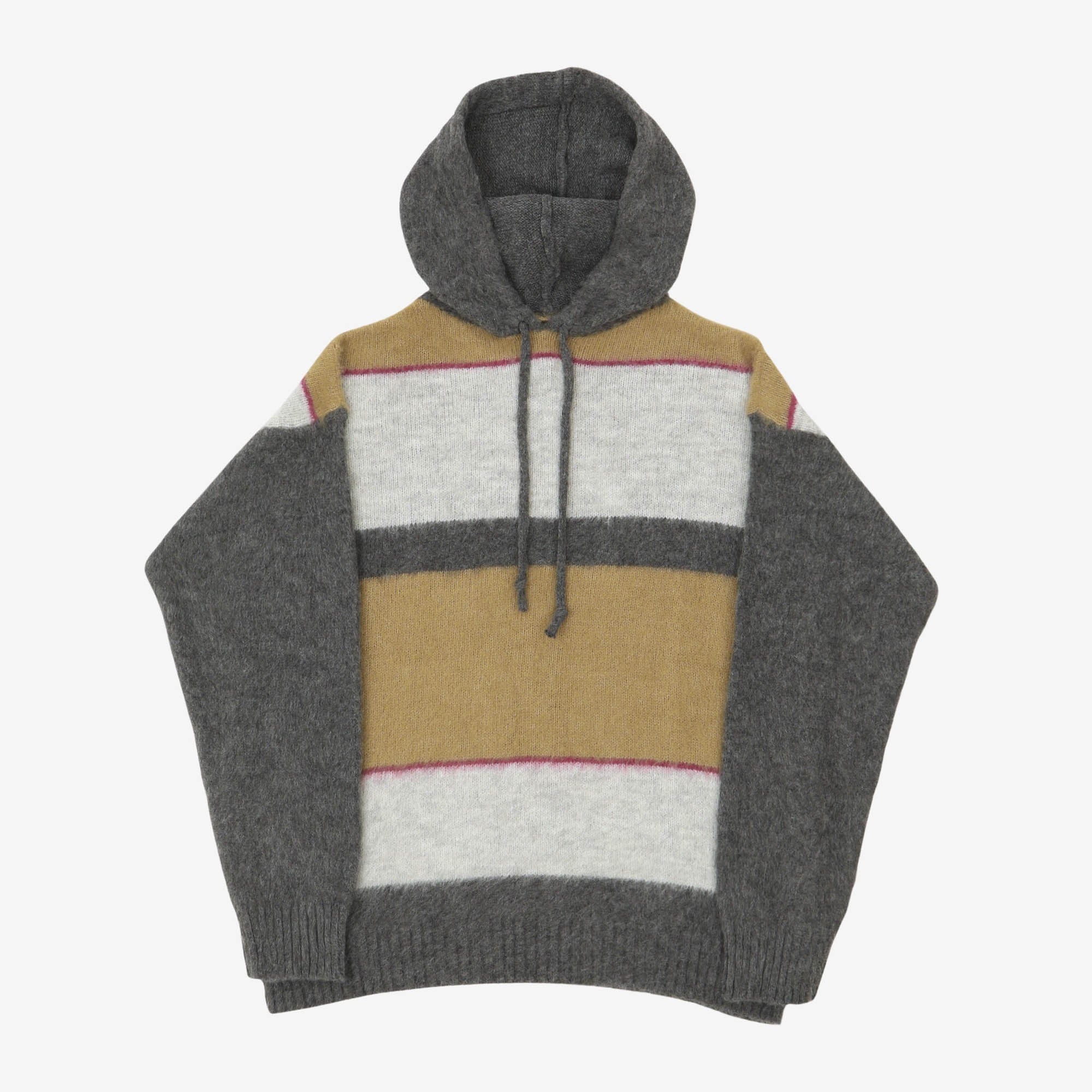 Fuzzy Stripe Knitted Hoodie