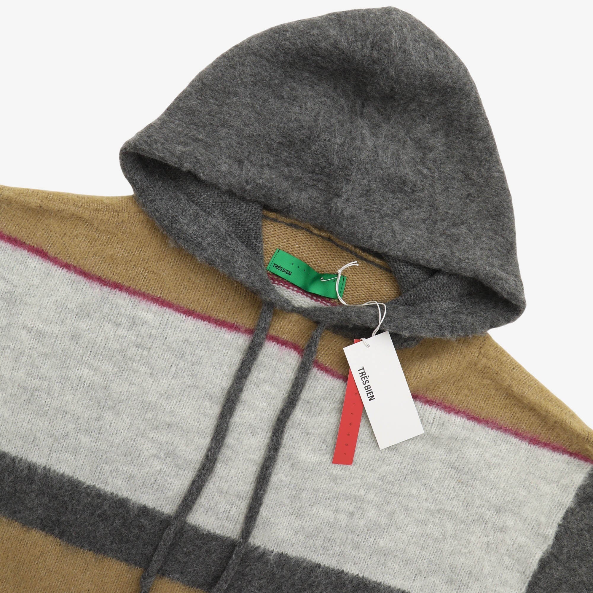 Fuzzy Stripe Knitted Hoodie