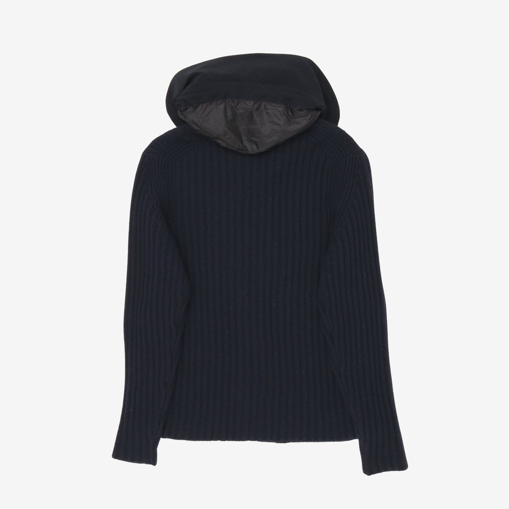 Wool Zip Ribbed Hoodie