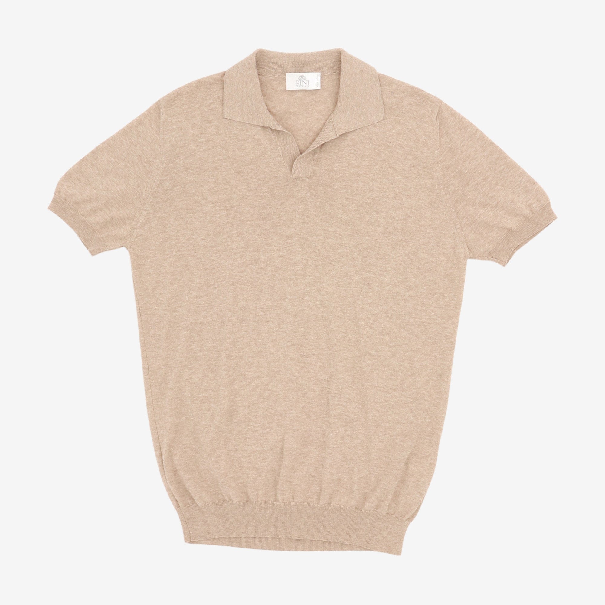Knitted Open Collar Polo