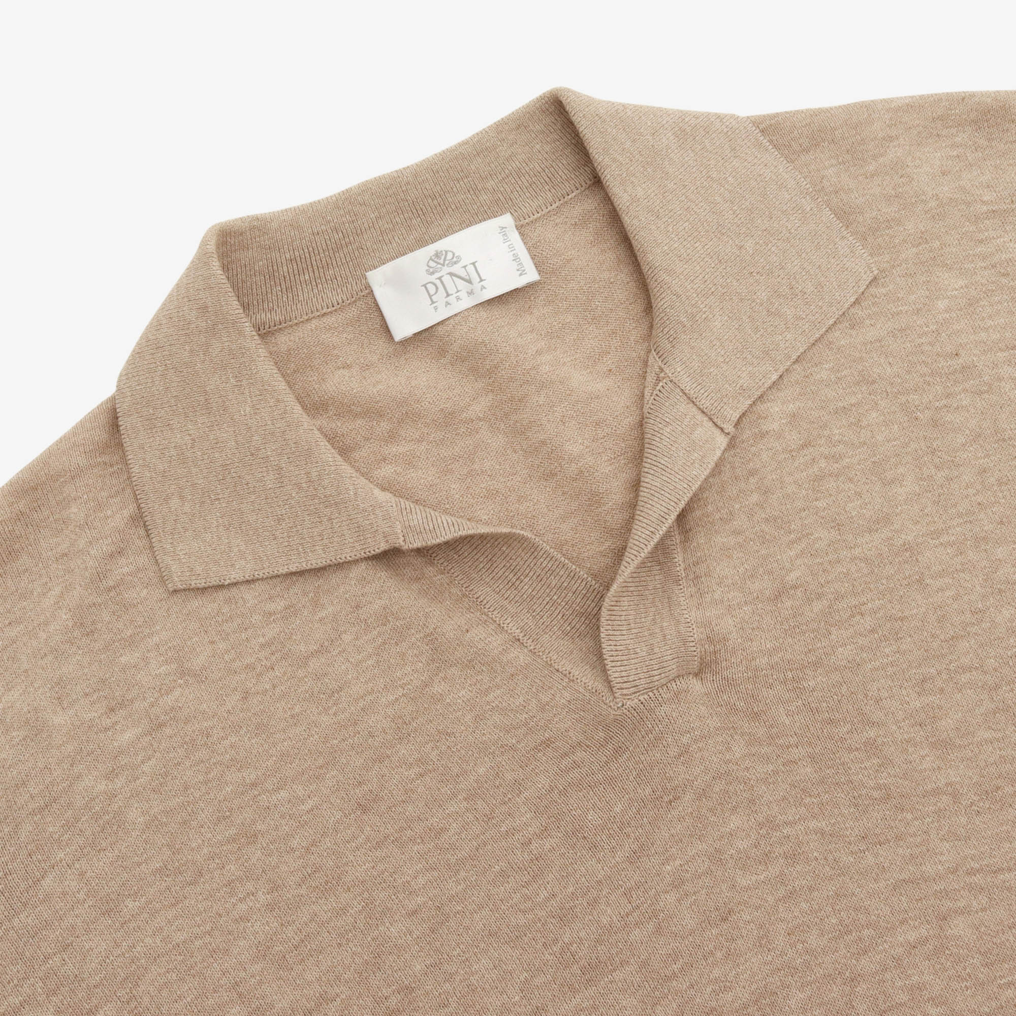 Knitted Open Collar Polo