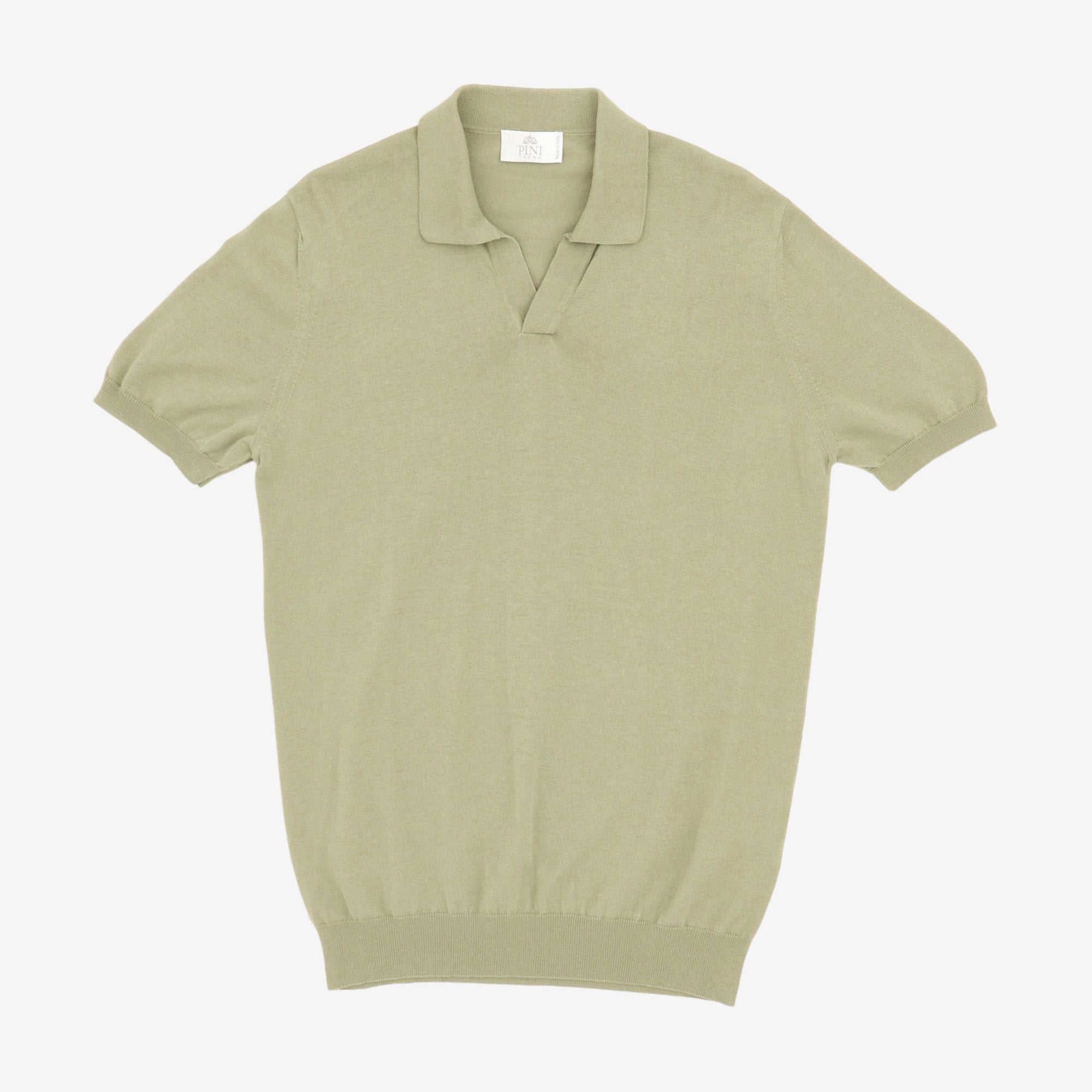 Knitted Open Collar Polo