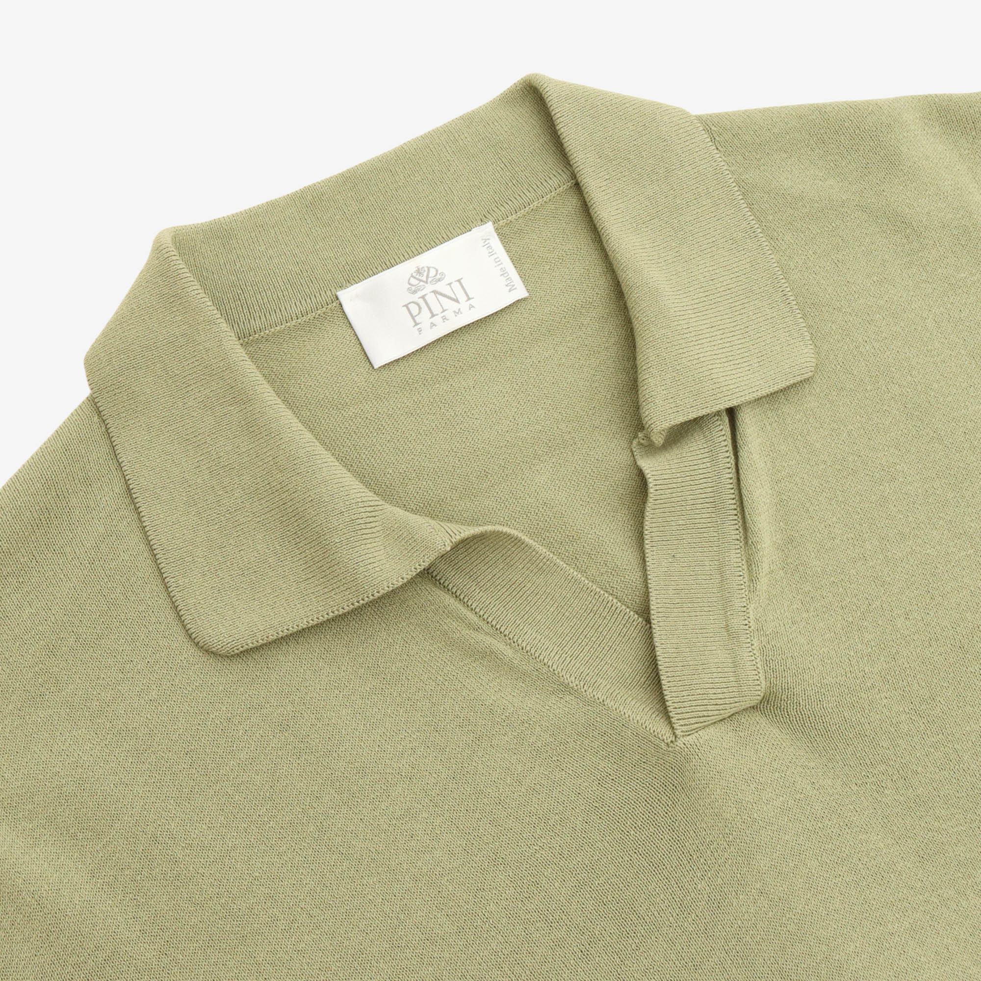 Knitted Open Collar Polo