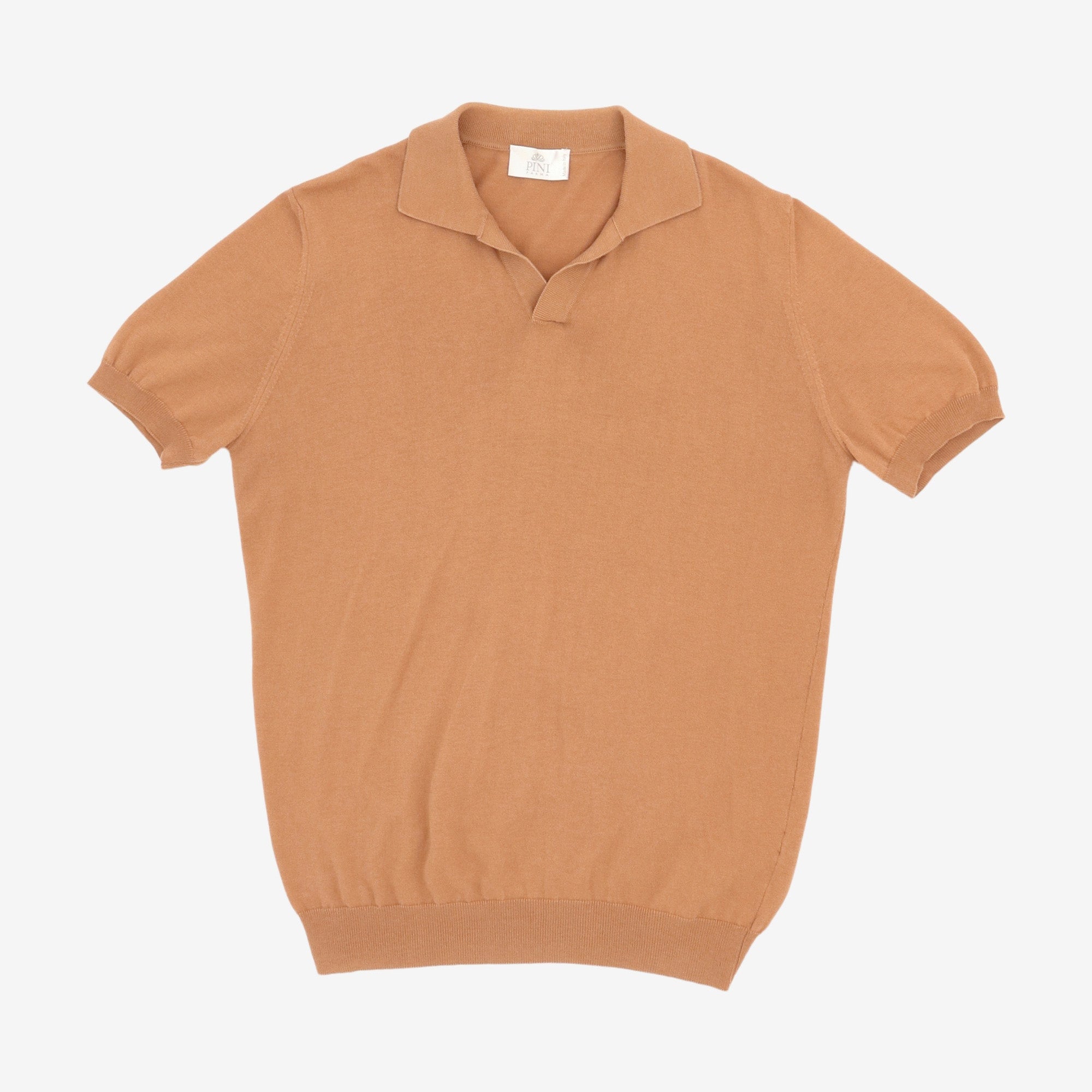 Knitted Open Collar Polo