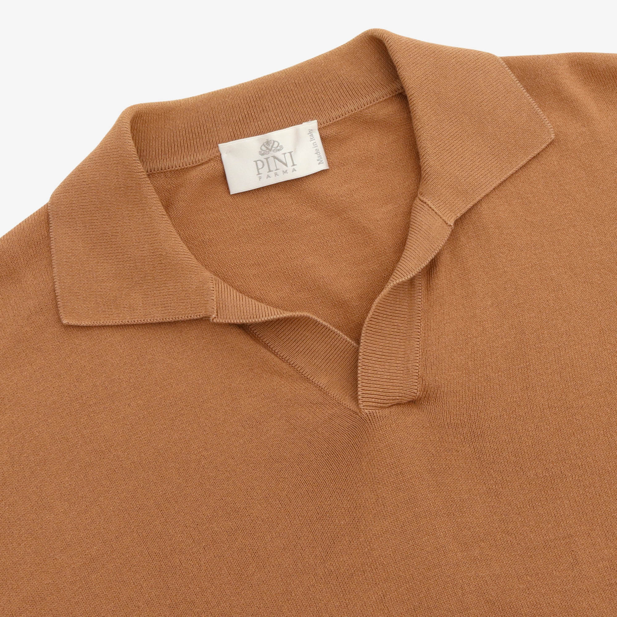 Knitted Open Collar Polo