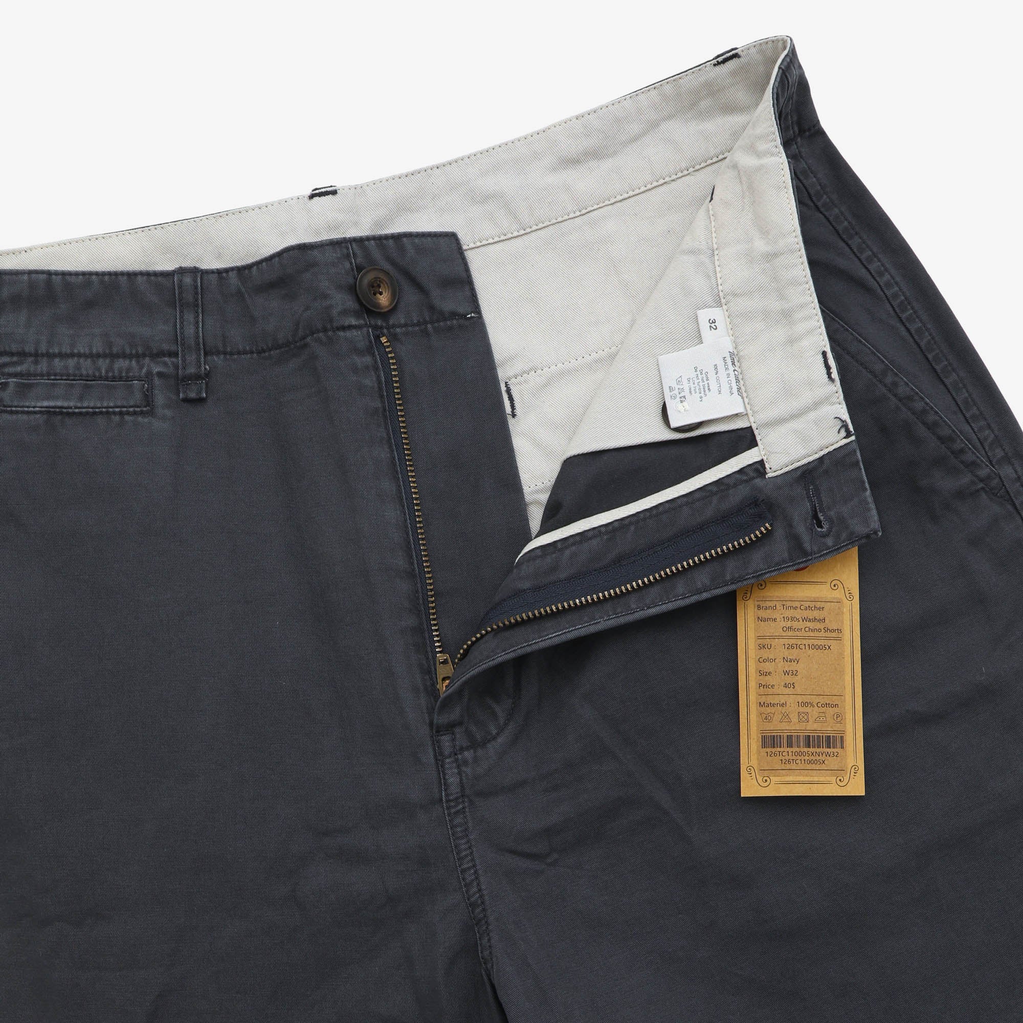 1930s Washed Officer Chino Shorts (31W)
