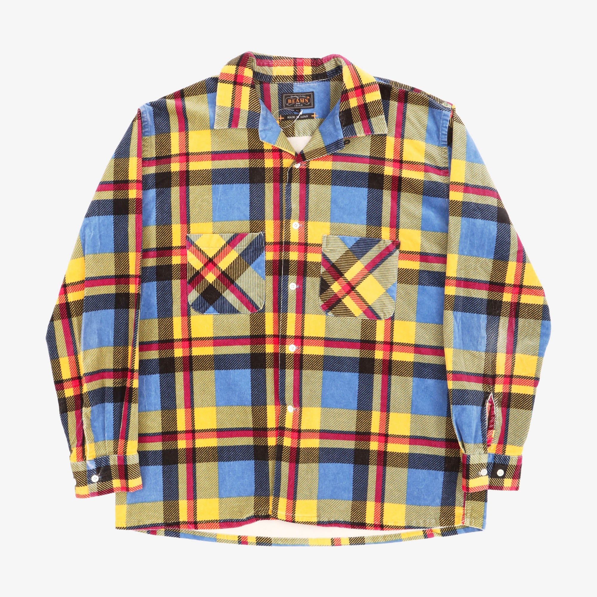 Corduroy Open Check Collar Shirt