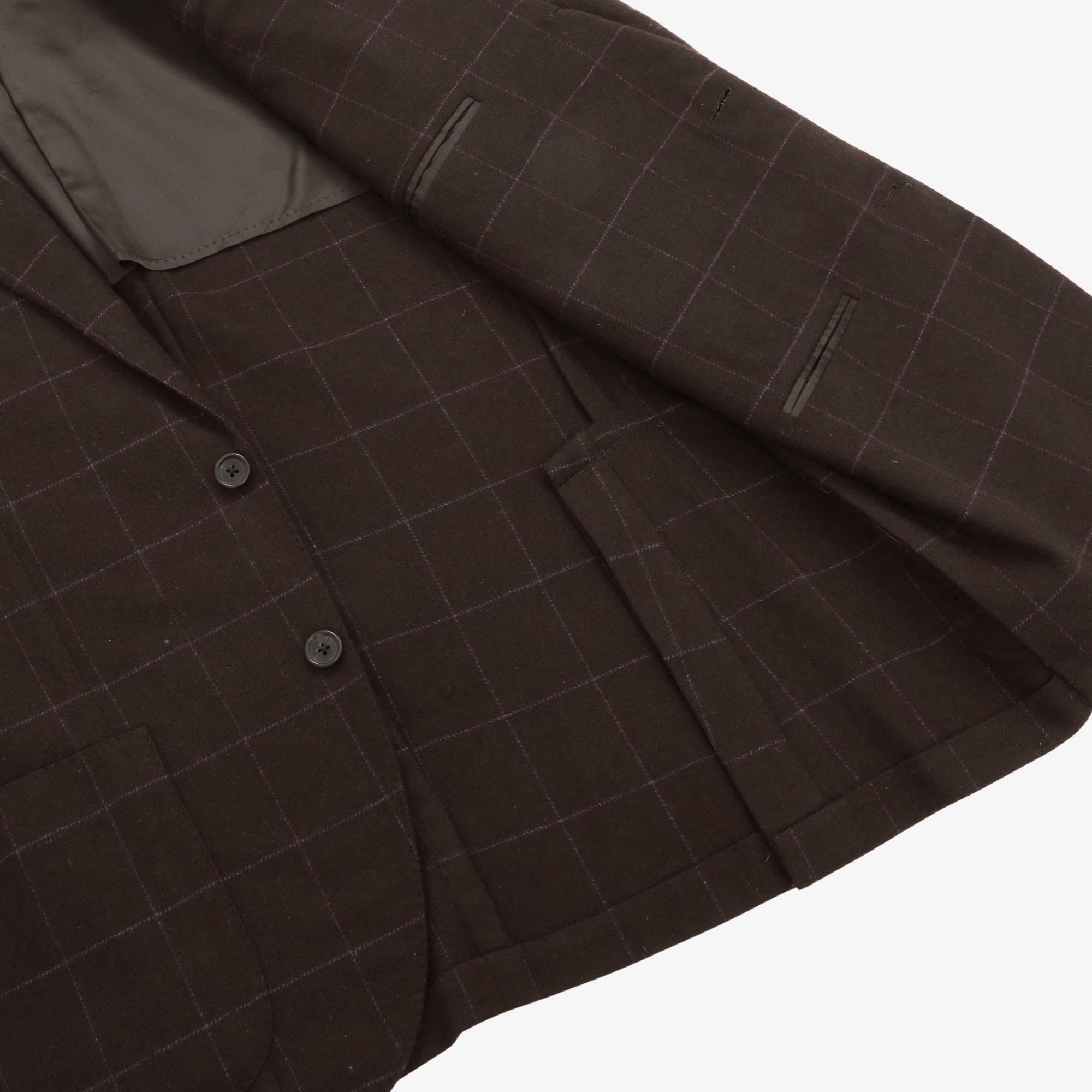 Windowpane Check Cashmere Jacket