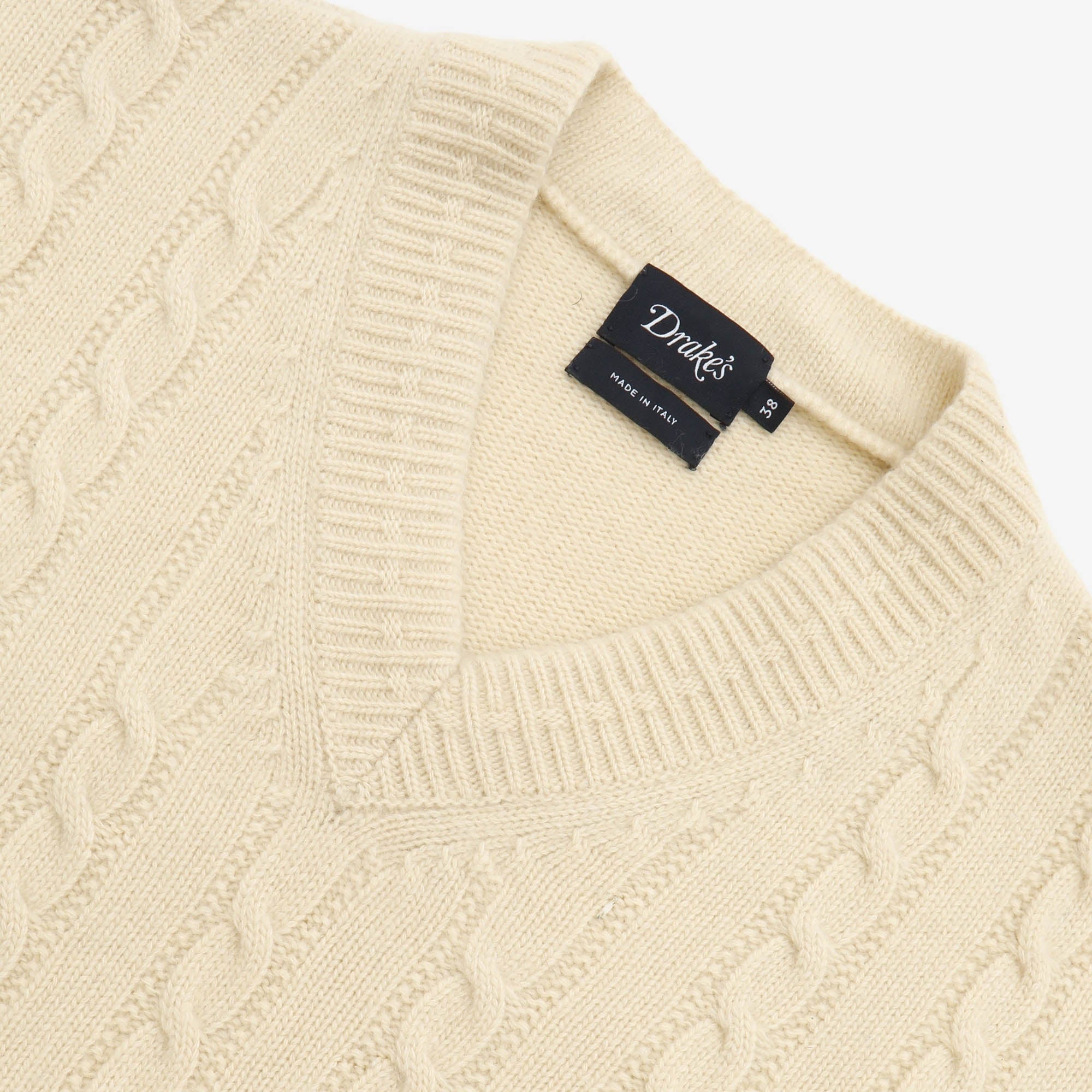 Merino Cashmere Cable Knit V Neck Sweater