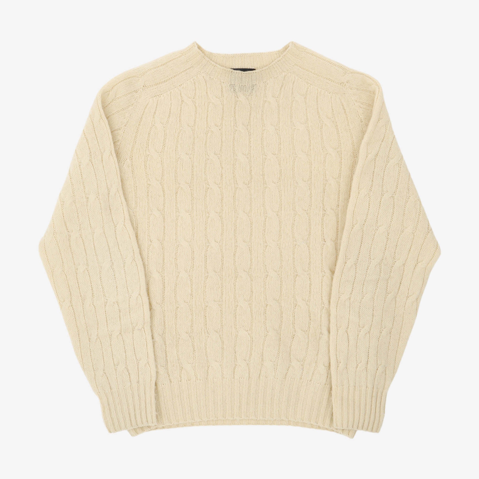 Shetland Cable Knit Crew Neck Sweater